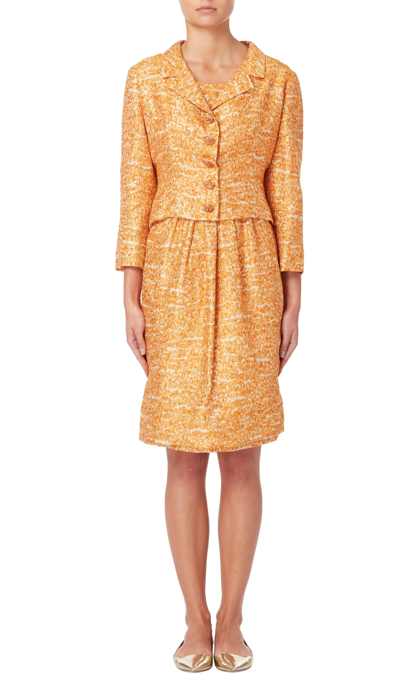 Women's Castillo, Orange & gold brocade ensemble, circa 1965/1969