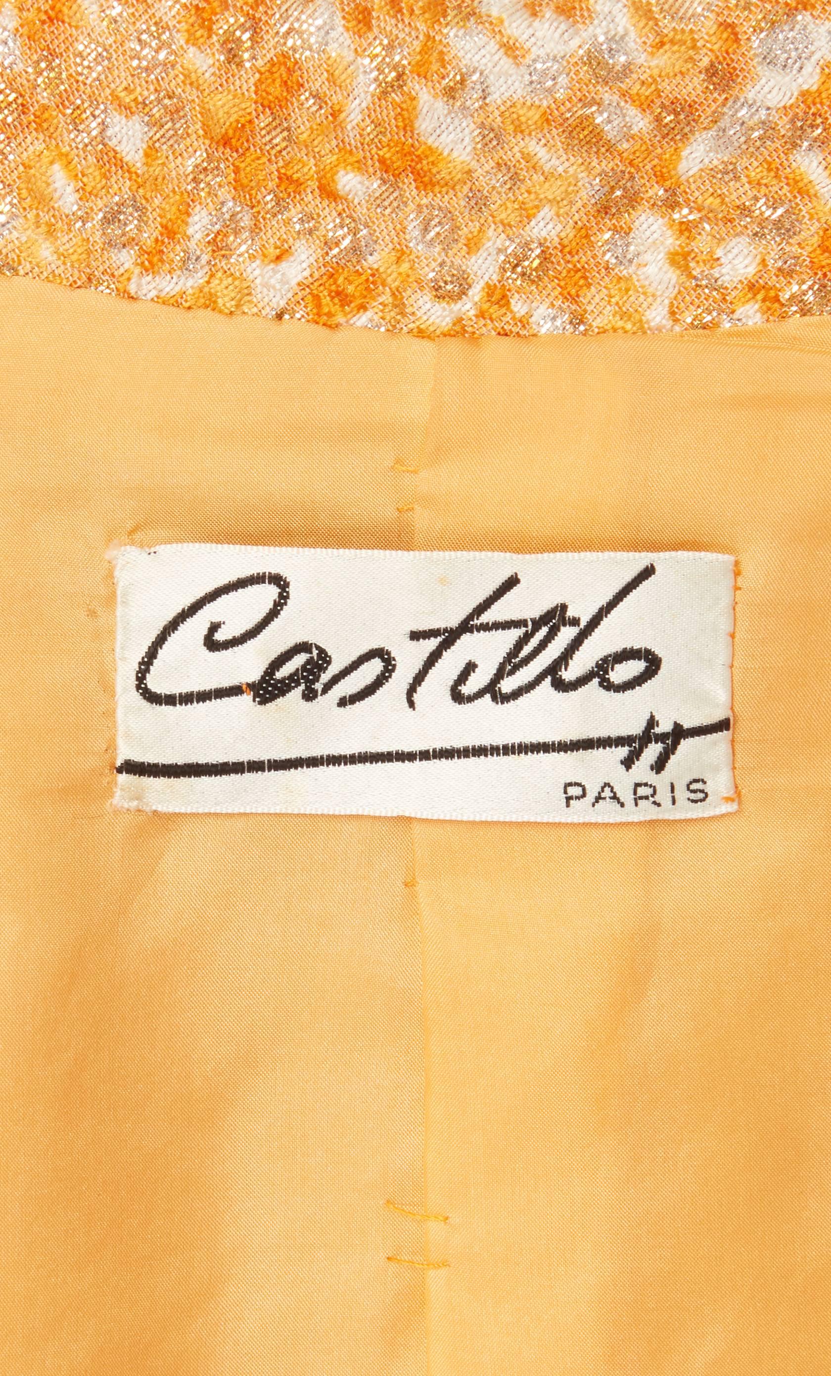 Castillo, Orange & gold brocade ensemble, circa 1965/1969 4