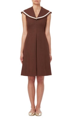 Mollie Parnis, Brown linen dress, circa 1972