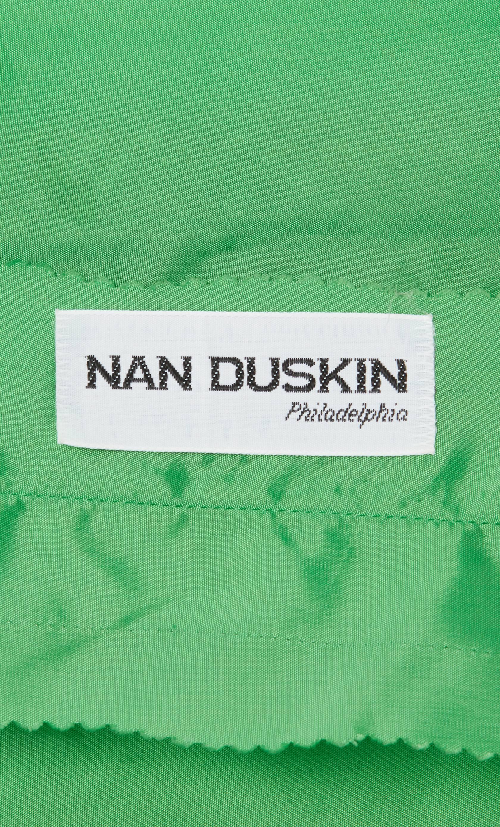 Women's Nan Duskin unlabelled green printed chiffon maxi dress with ostrich feather embe
