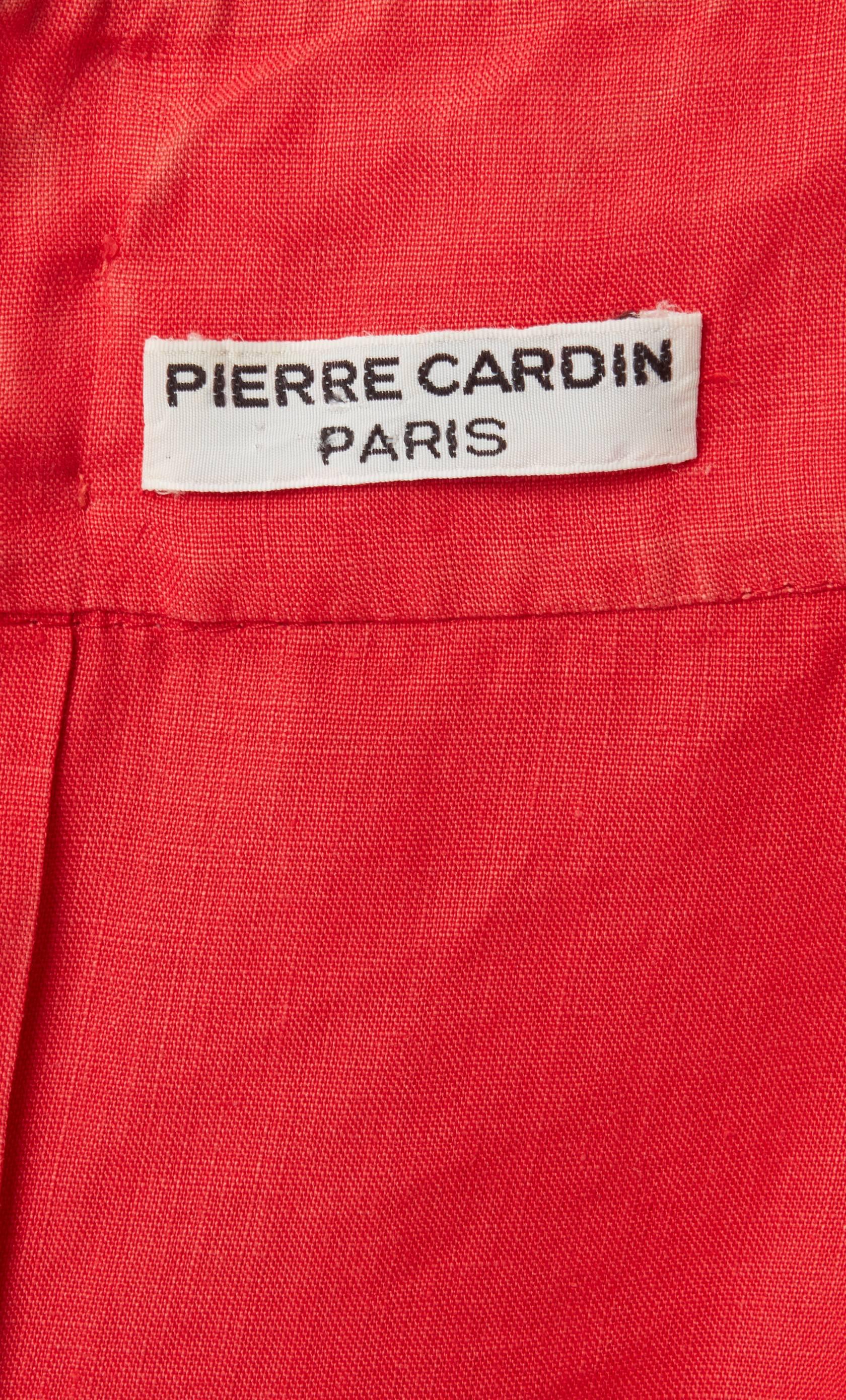 Women's Pierre Cardin, haute couture red linen dress, circa 1969 For Sale