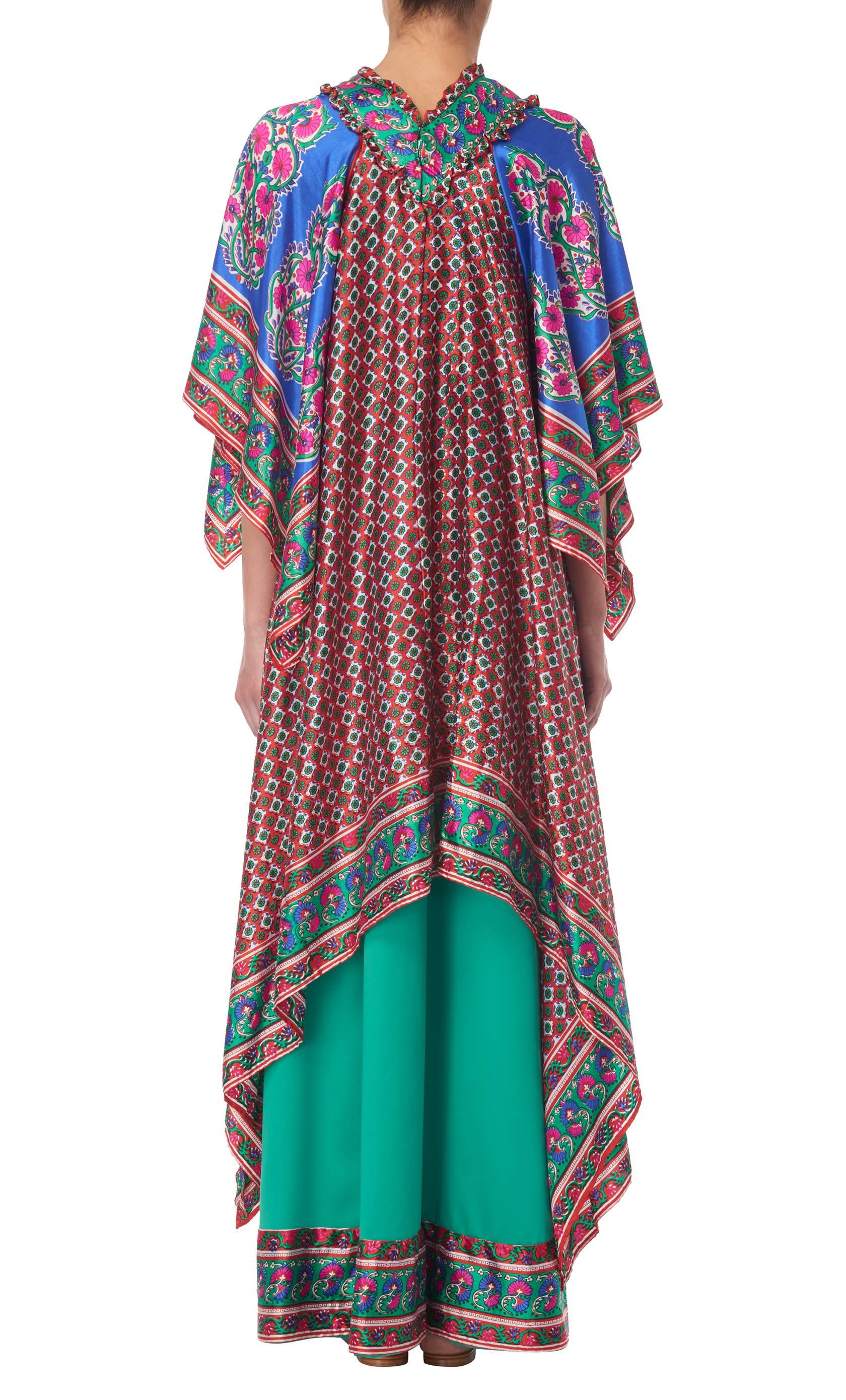 Gray Bellville Sassoon, multicoloured silk printed kaftan dress, circa 1971 For Sale