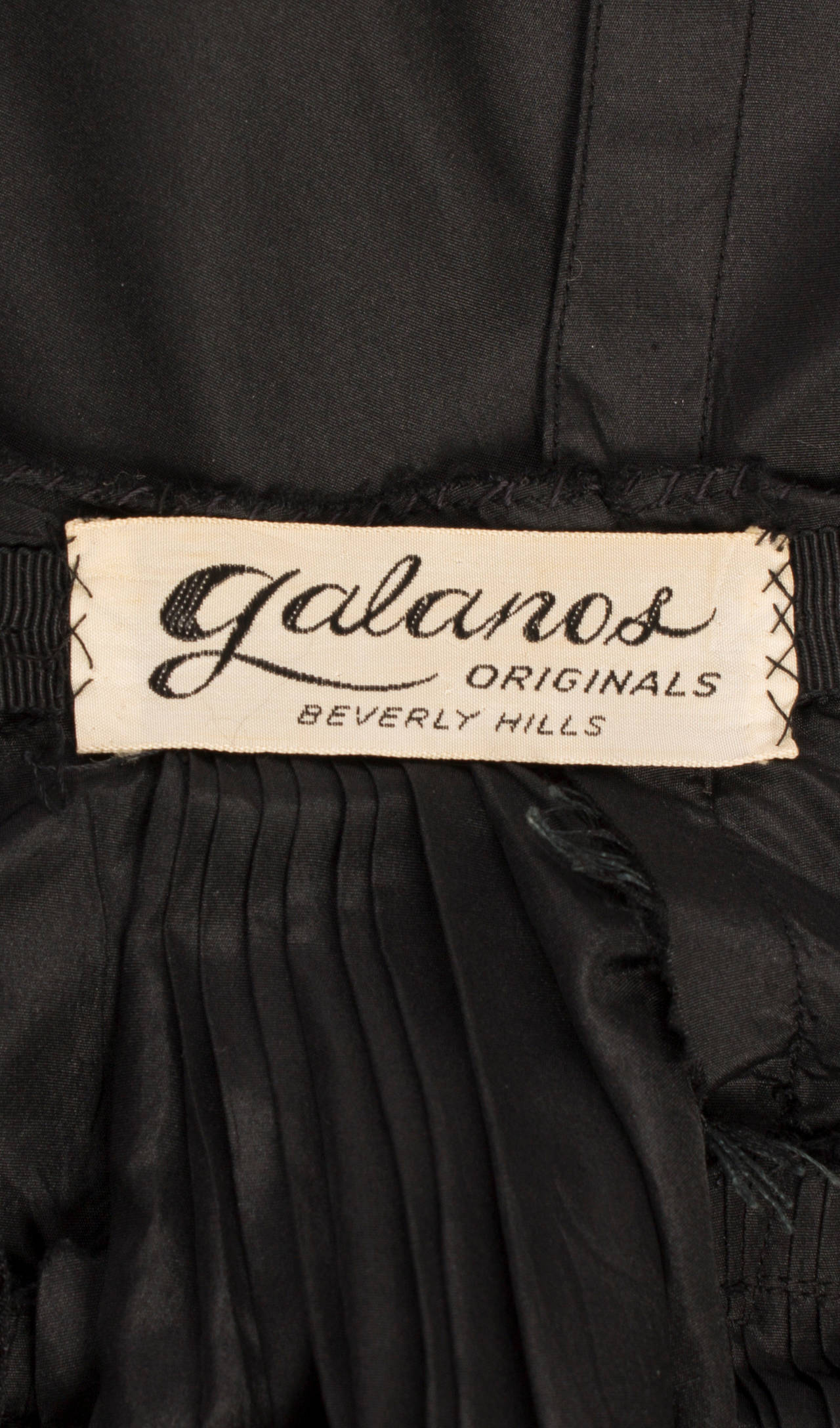 Women's Galanos Black Silk Dress, Circa 1958 For Sale