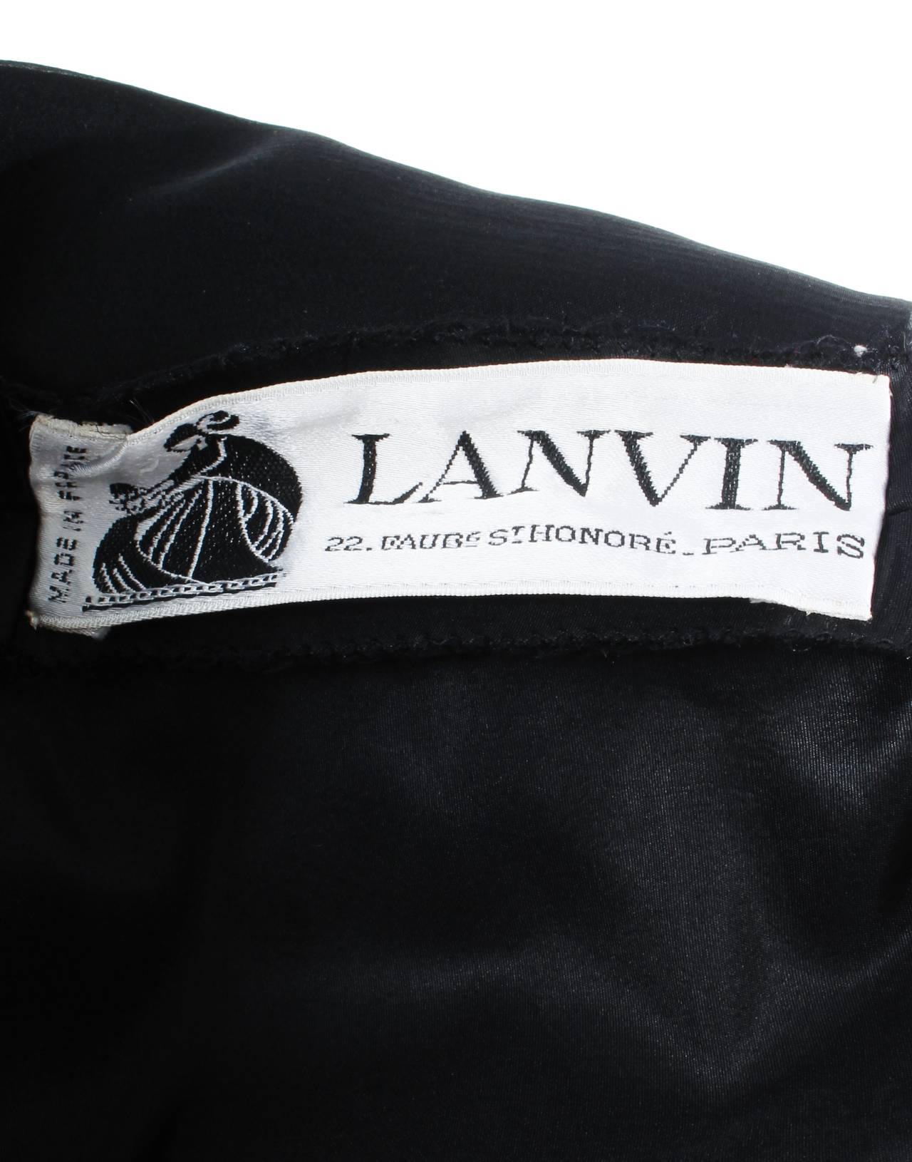 Lanvin haute couture black silk dress, circa 1984 In Excellent Condition For Sale In London, GB