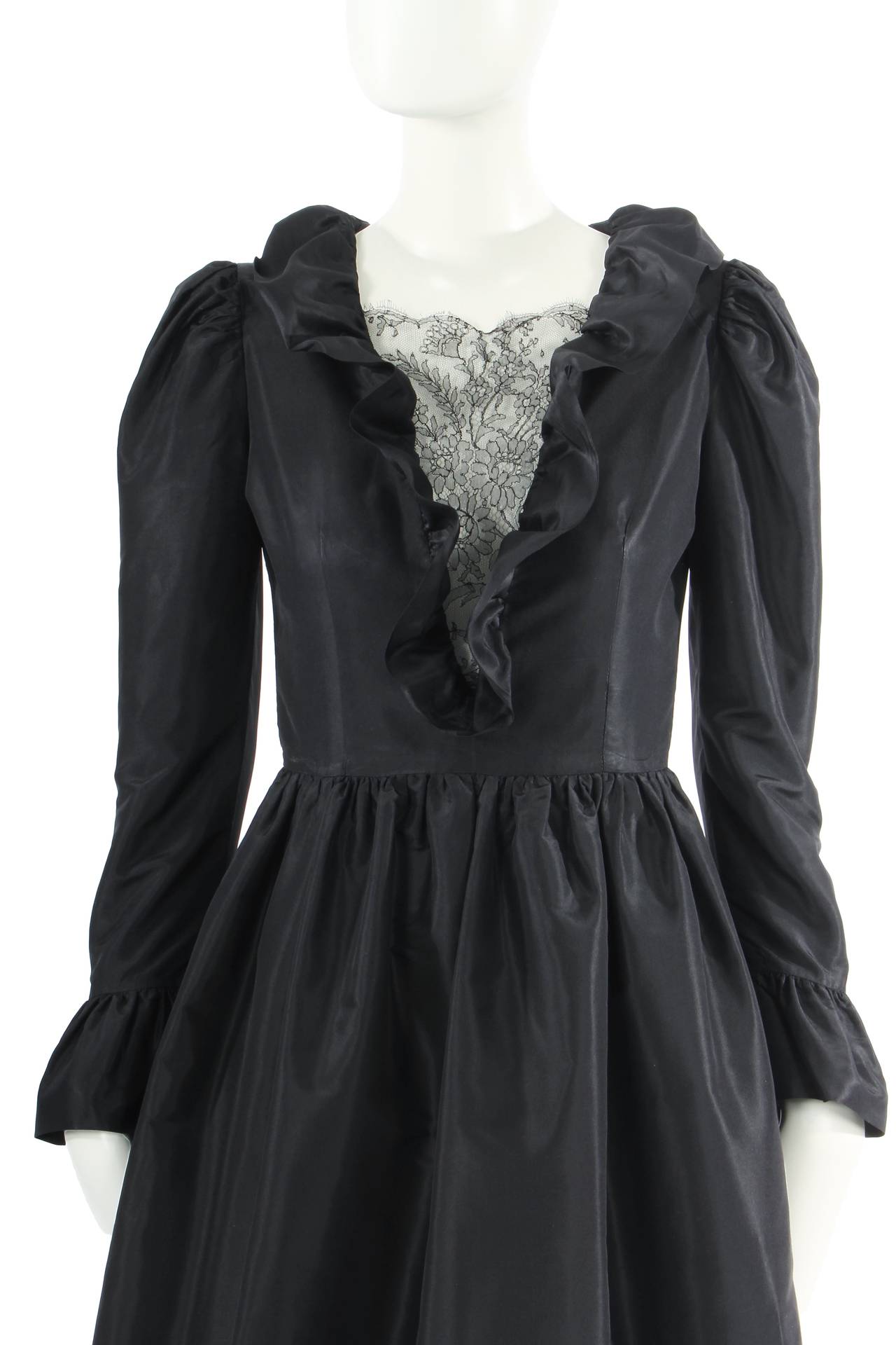 Lanvin haute couture black silk dress, circa 1984 For Sale 1