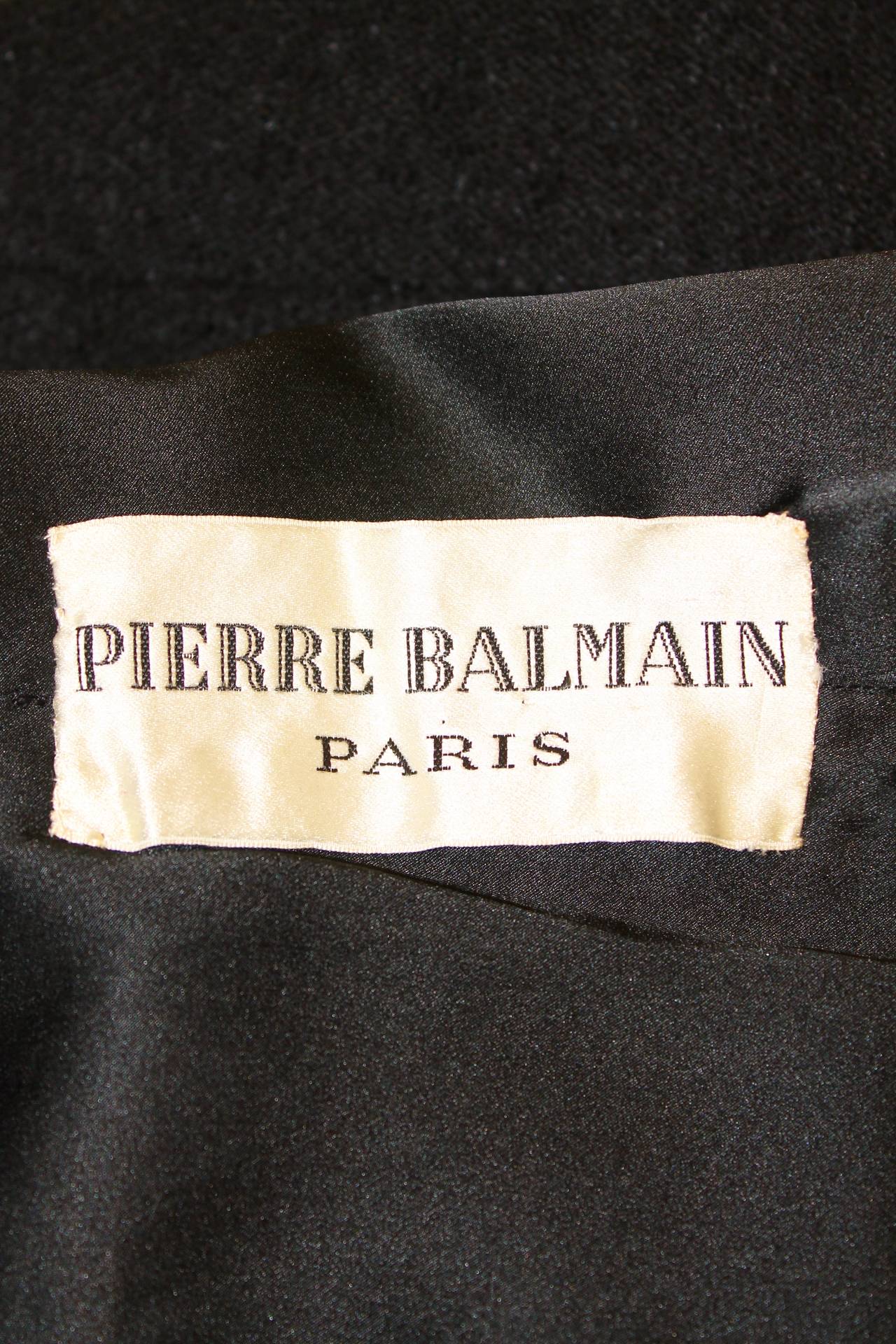 Pierre Balmain haute couture black wool dress, circa 1962 For Sale 1