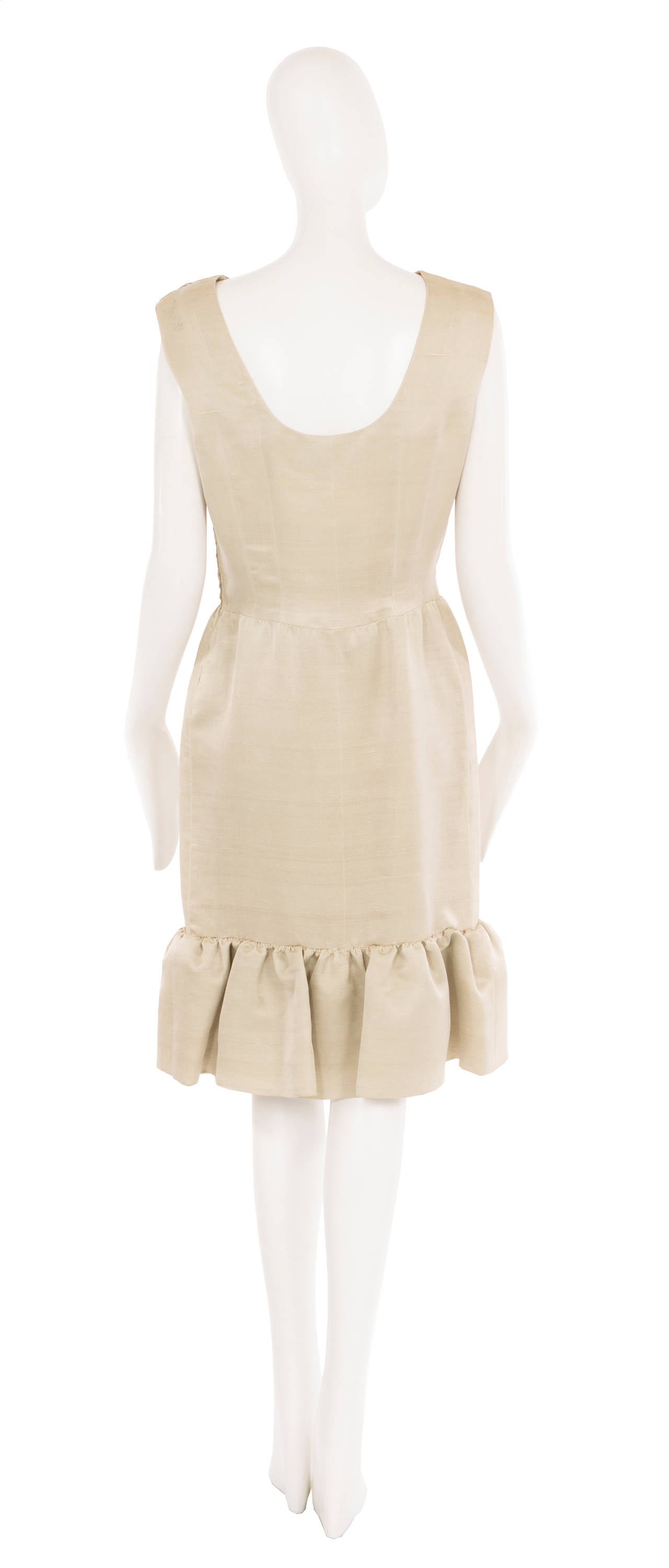 Beige Balenciaga haute couture silk dress, circa 1962