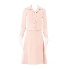 Guy Laroche Pink Silk Haute Couture Dress Suit, Circa 1970