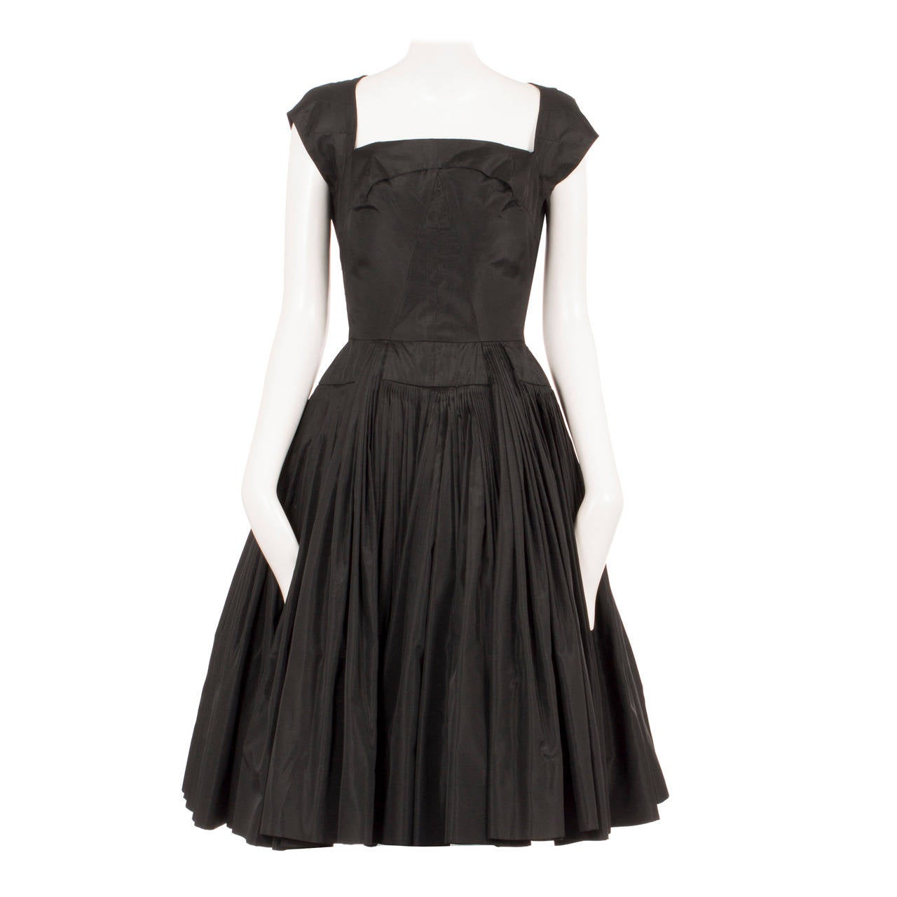 Galanos Black Silk Dress, Circa 1958 For Sale
