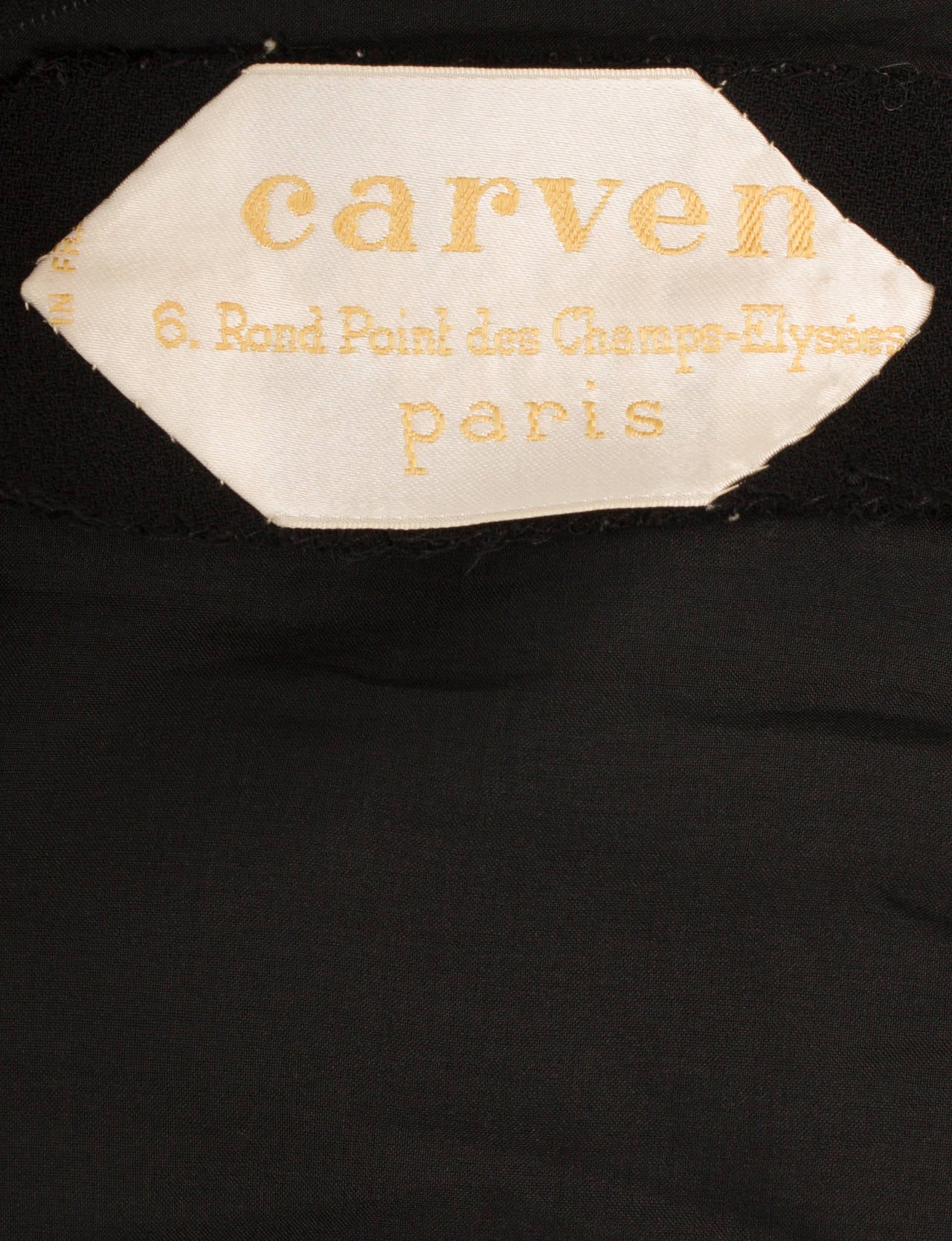 Carven haute couture black silk crepe dress, circa 1963 For Sale 2