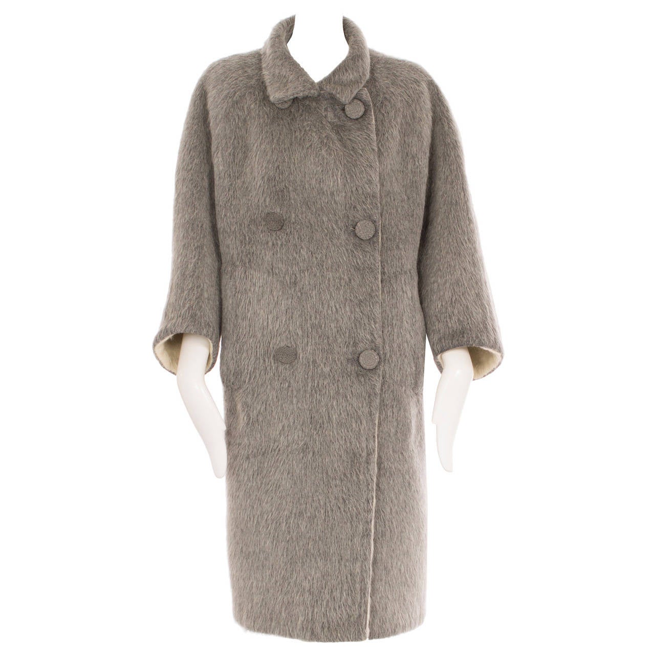Balenciaga haute couture grey wool coat, Circa 1956 For Sale