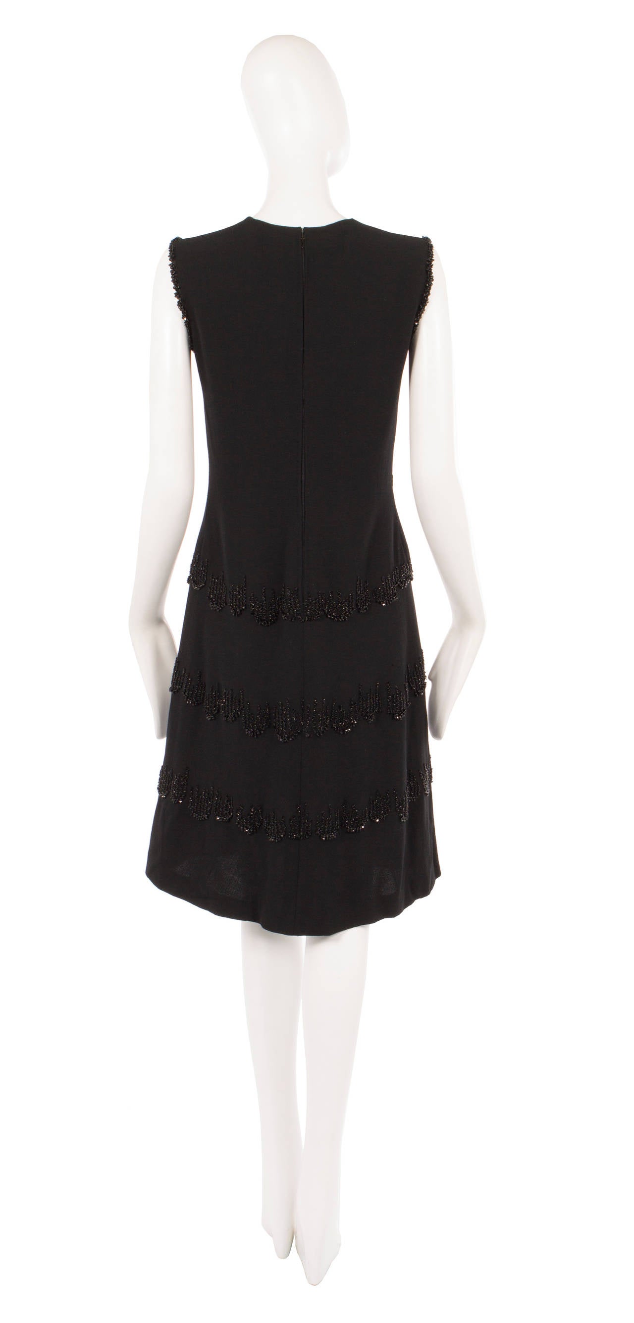 Women's Carven haute couture black silk crepe dress, circa 1963 For Sale