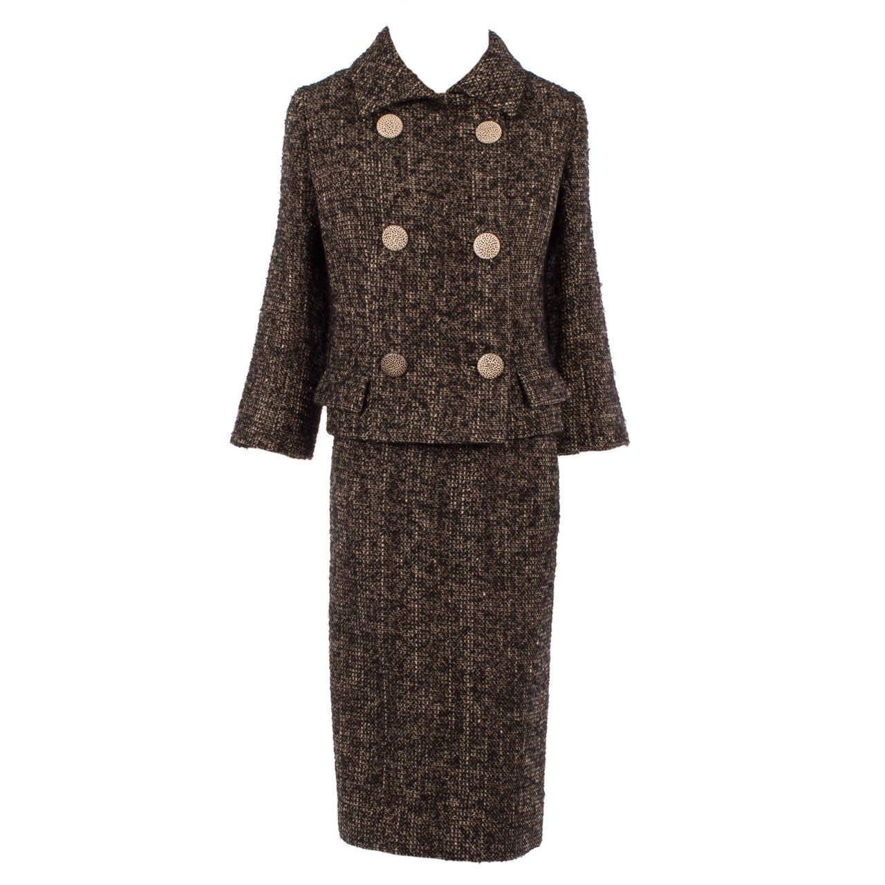 Balenciaga Haute Couture Tweed Skirt Suit, Circa 1967 For Sale