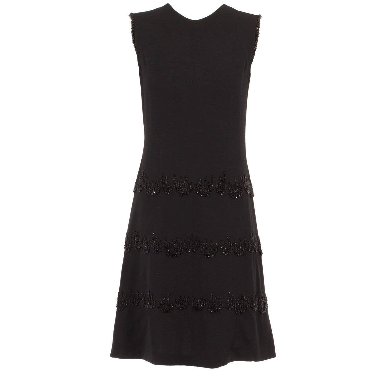 Carven haute couture black silk crepe dress, circa 1963 For Sale