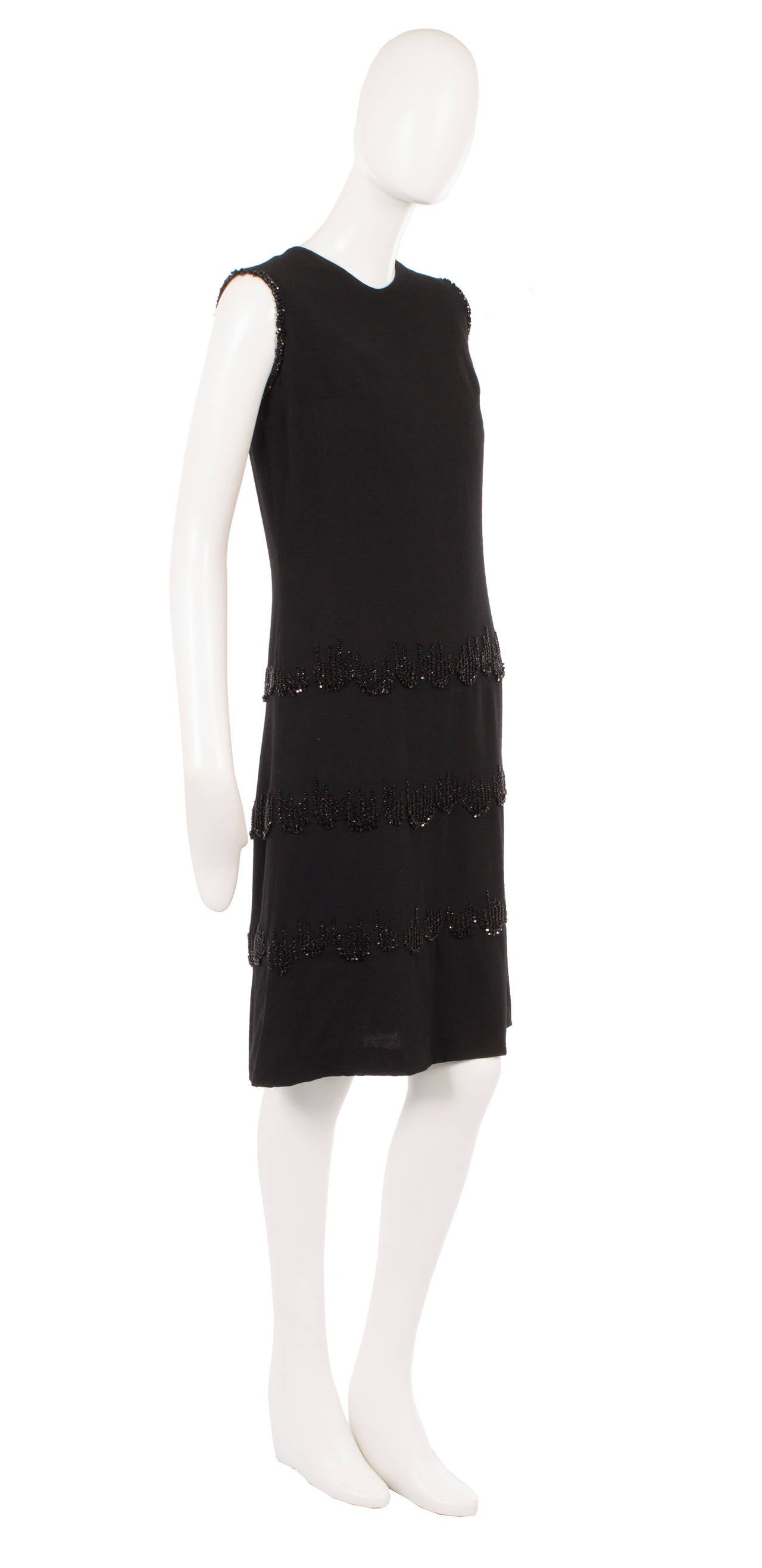 Carven haute couture black silk crepe dress, circa 1963 For Sale at 1stdibs