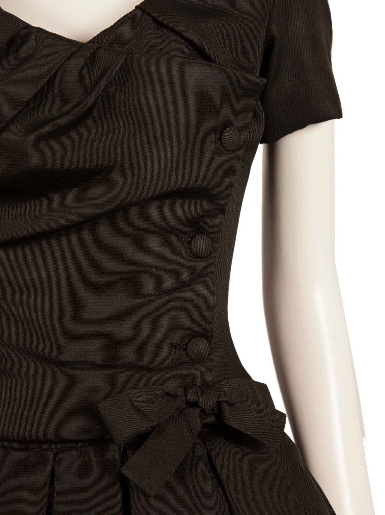 Dior haute couture black silk dress, autumn Winter 1954 In New Condition For Sale In London, GB