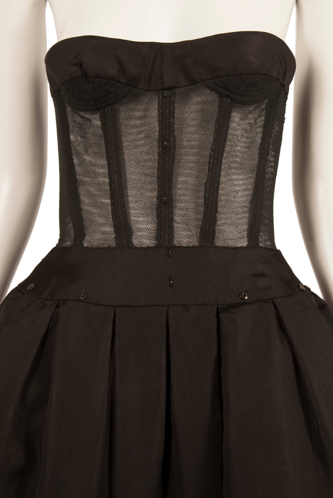 Women's Dior haute couture black silk dress, autumn Winter 1954 For Sale