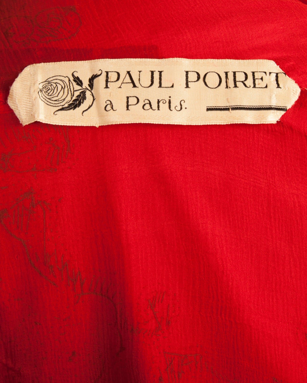 Paul Poiret Haute Couture Red Silk Velvet Dress, circa 1925 For Sale 2