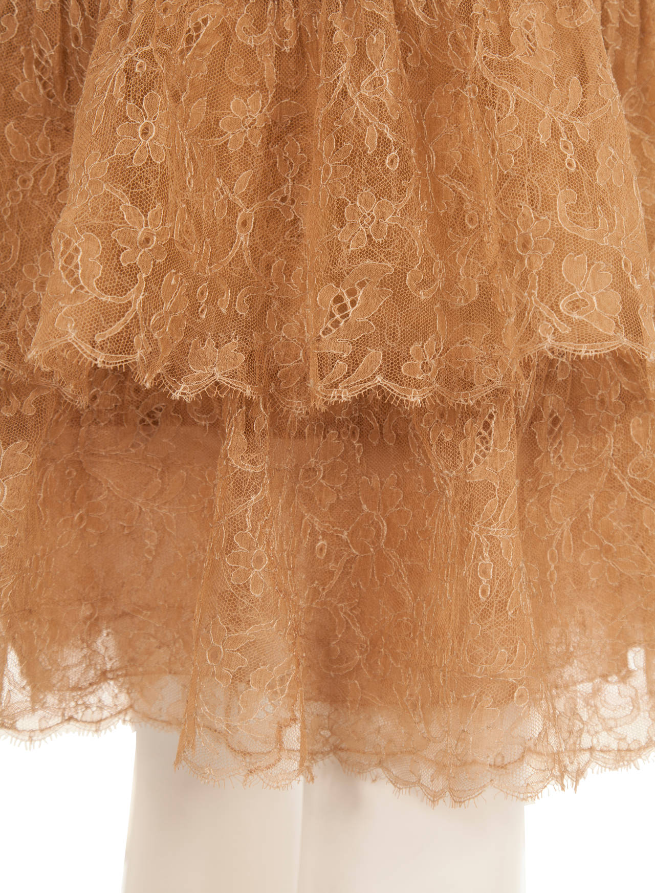 Balenciaga haute couture caramel lace dress, spring summer 1964 For Sale 1