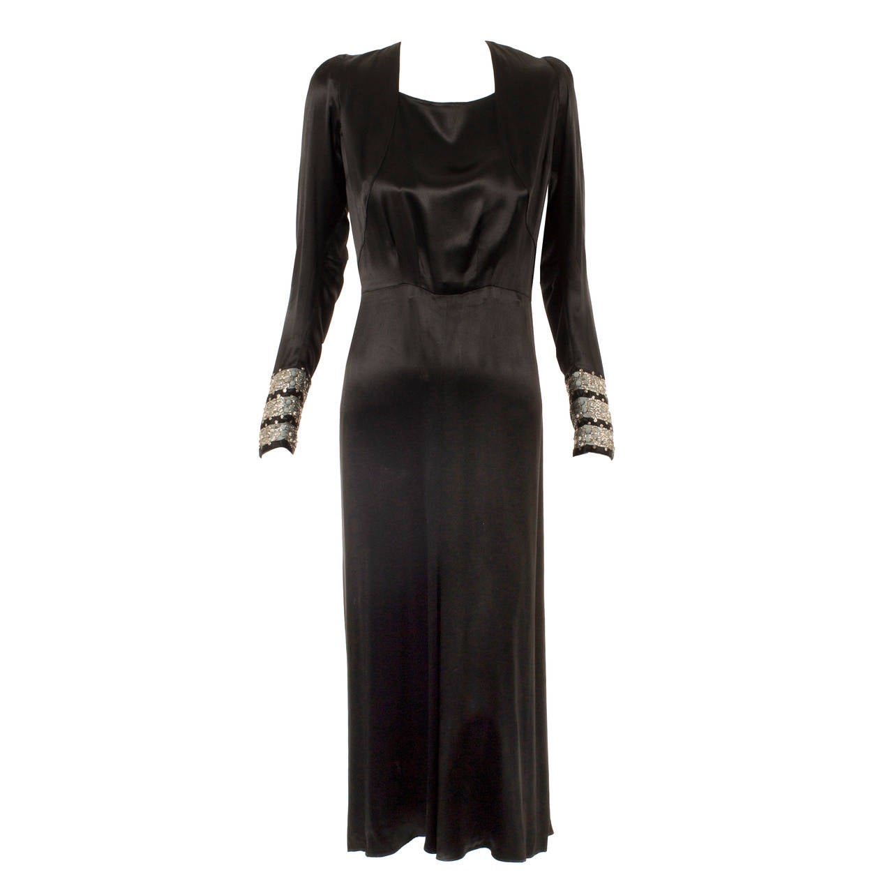 Lanvin haute couture black silk dress, spring summer 1938 For Sale