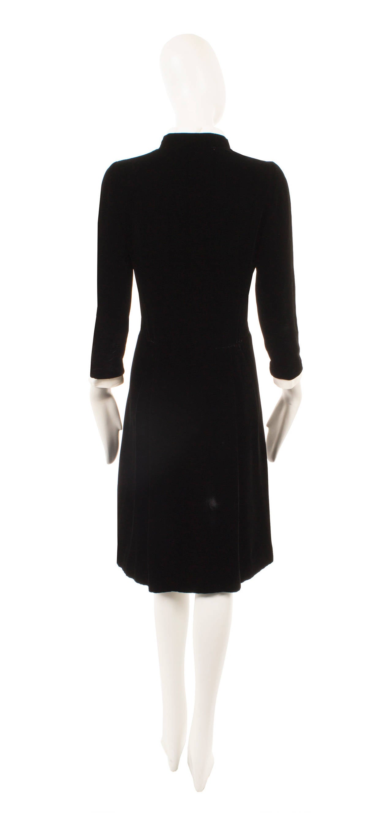 Chanel haute couture black velvet dress, circa 1955 For Sale at 1stDibs