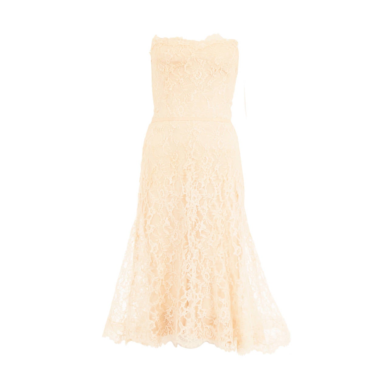 Chanel Haute Couture ivory lace dress, Circa 1955 For Sale