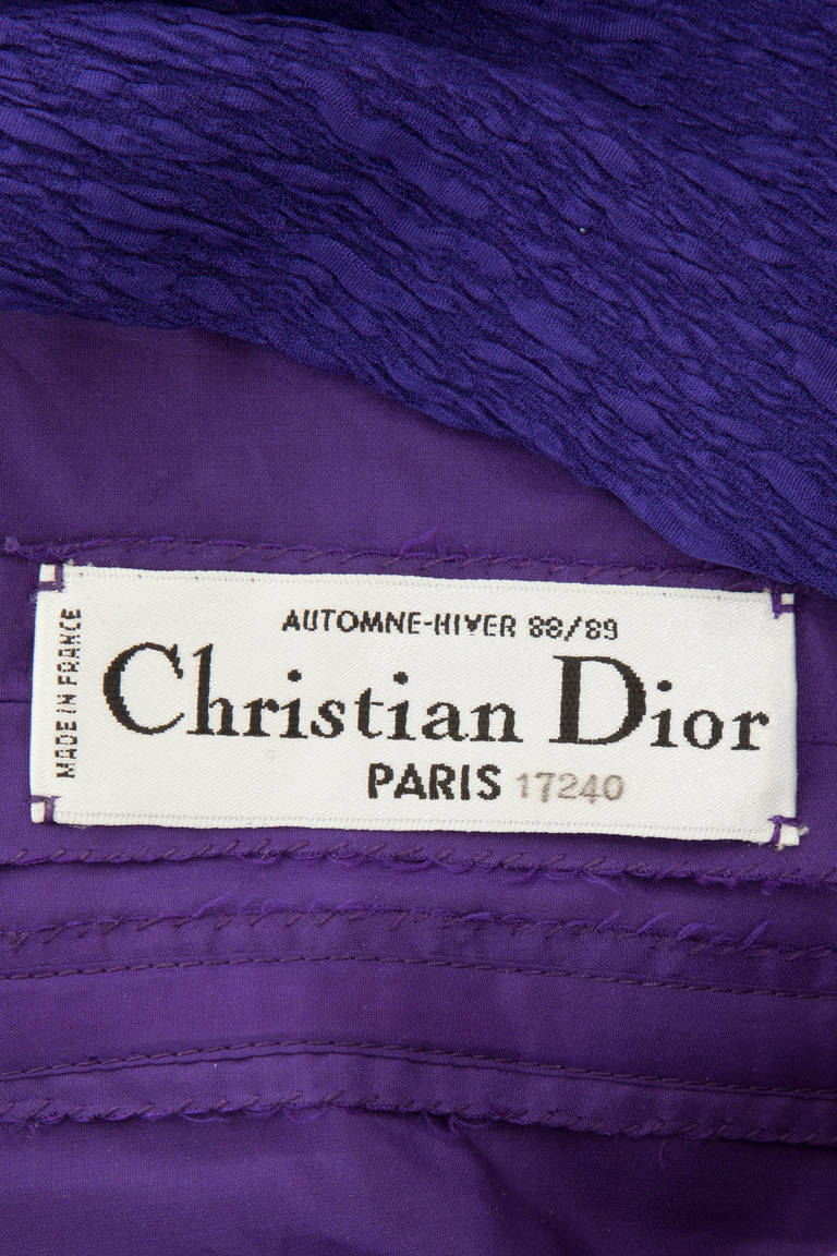 Dior Haute Couture Purple Silk Dress, Autumn Winter 1988 For Sale 1