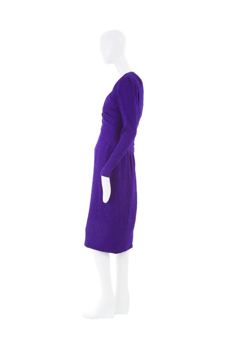 Dior Haute Couture Purple Silk Dress, Autumn Winter 1988 In Excellent Condition For Sale In London, GB