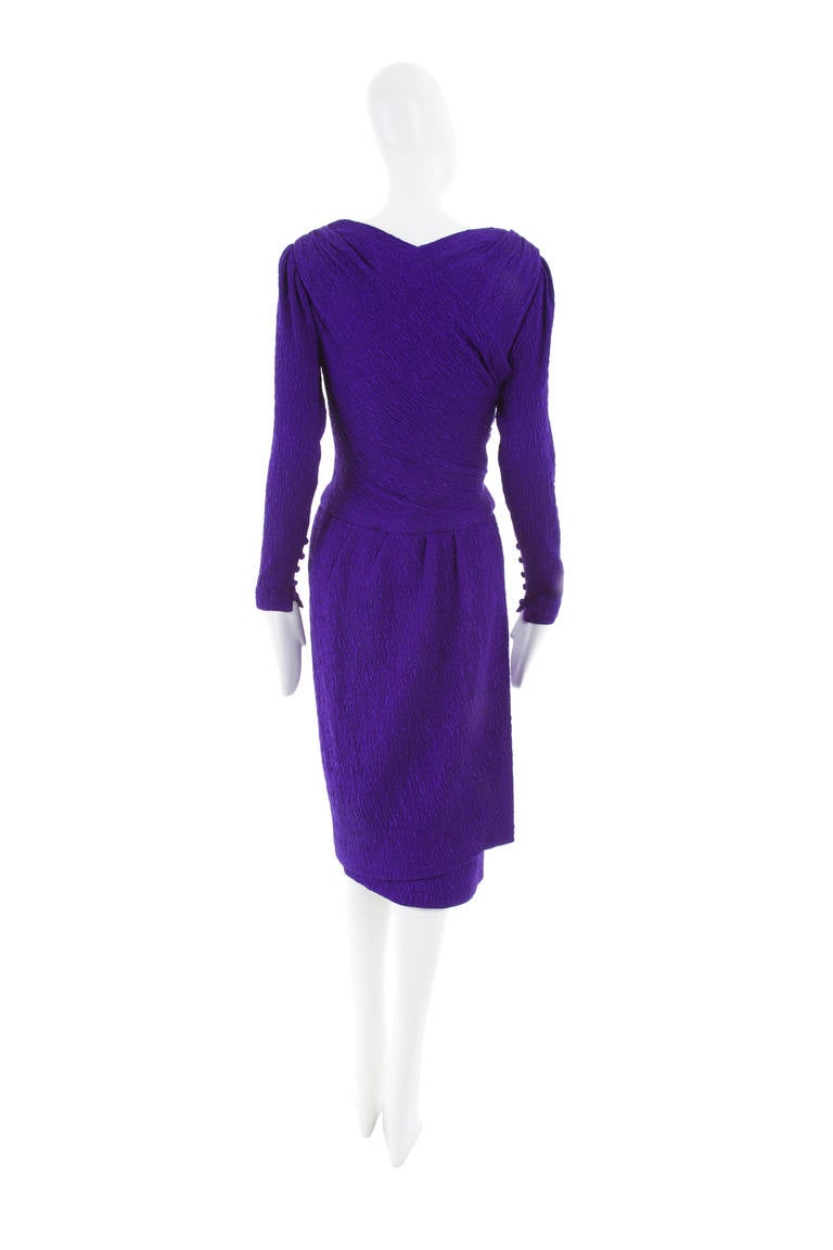 Women's Dior Haute Couture Purple Silk Dress, Autumn Winter 1988 For Sale