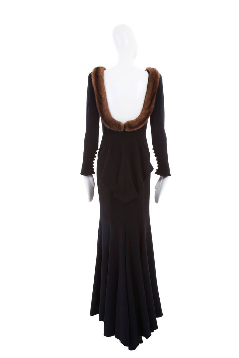 Rena Lange Black Wool Crepe Dress, Circa 1981 In Excellent Condition For Sale In London, GB