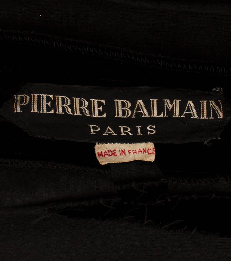 Pierre Balmain Couture Black Velvet Dress, Circa 1955 In Excellent Condition For Sale In London, GB