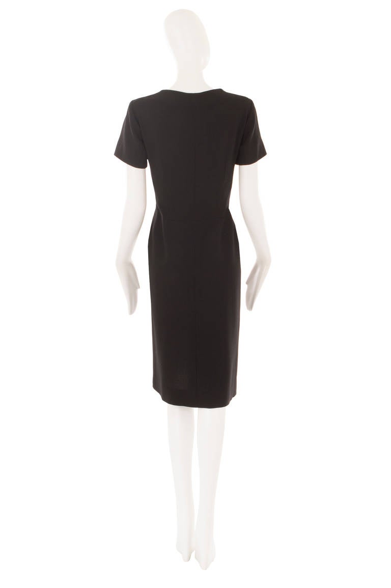 Balenciaga Haute Couture Black Wool Dress, Circa 1958 For Sale at 1stdibs
