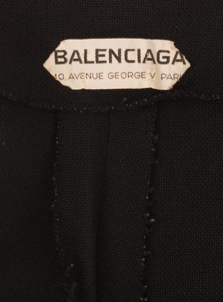 Women's Balenciaga Haute Couture Black Wool Dress, Circa 1958 For Sale
