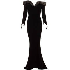 Thierry Mugler Black Velvet Dress, Circa 1987