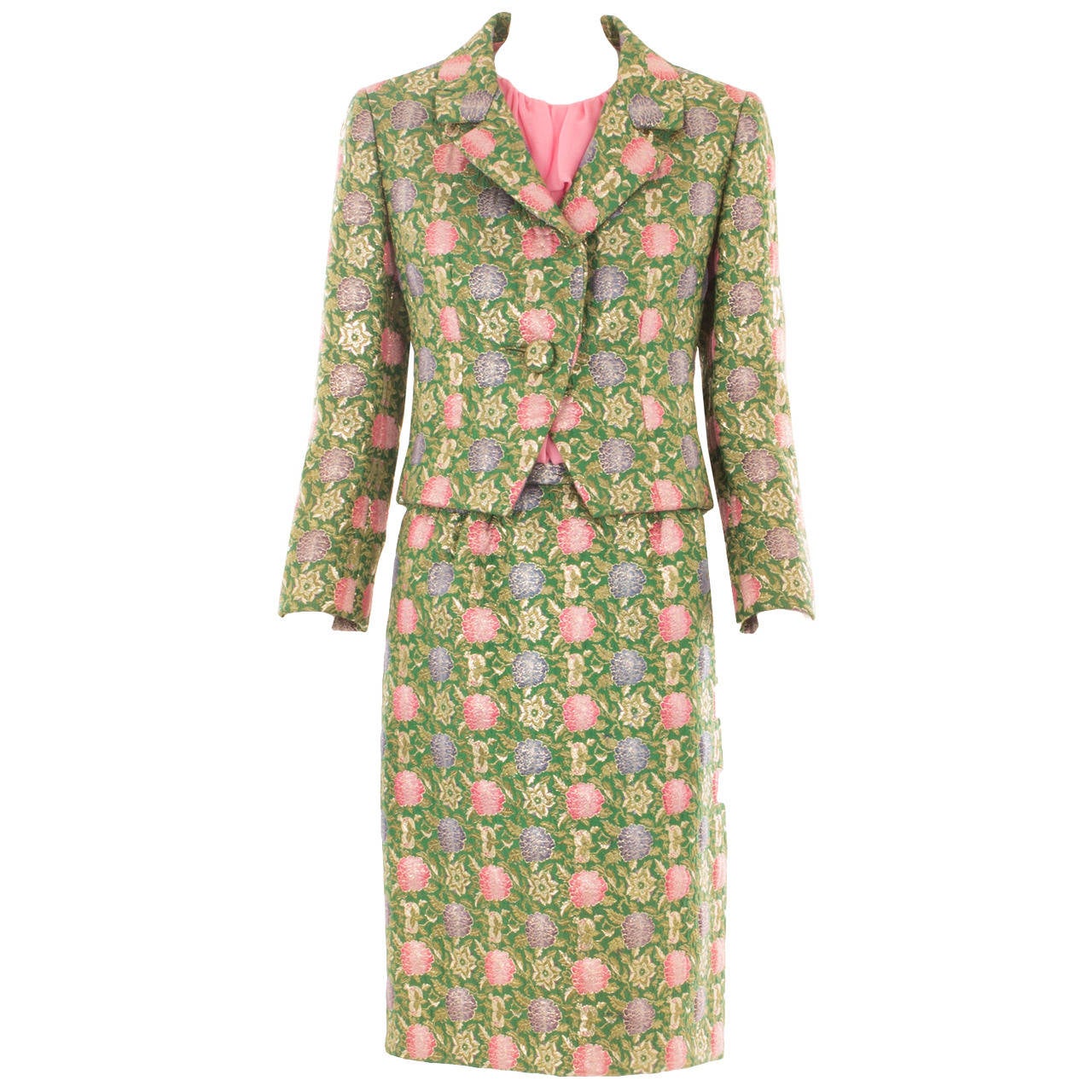 Dior Brocade and Silk Skirt Suit, Circa 1963 For Sale