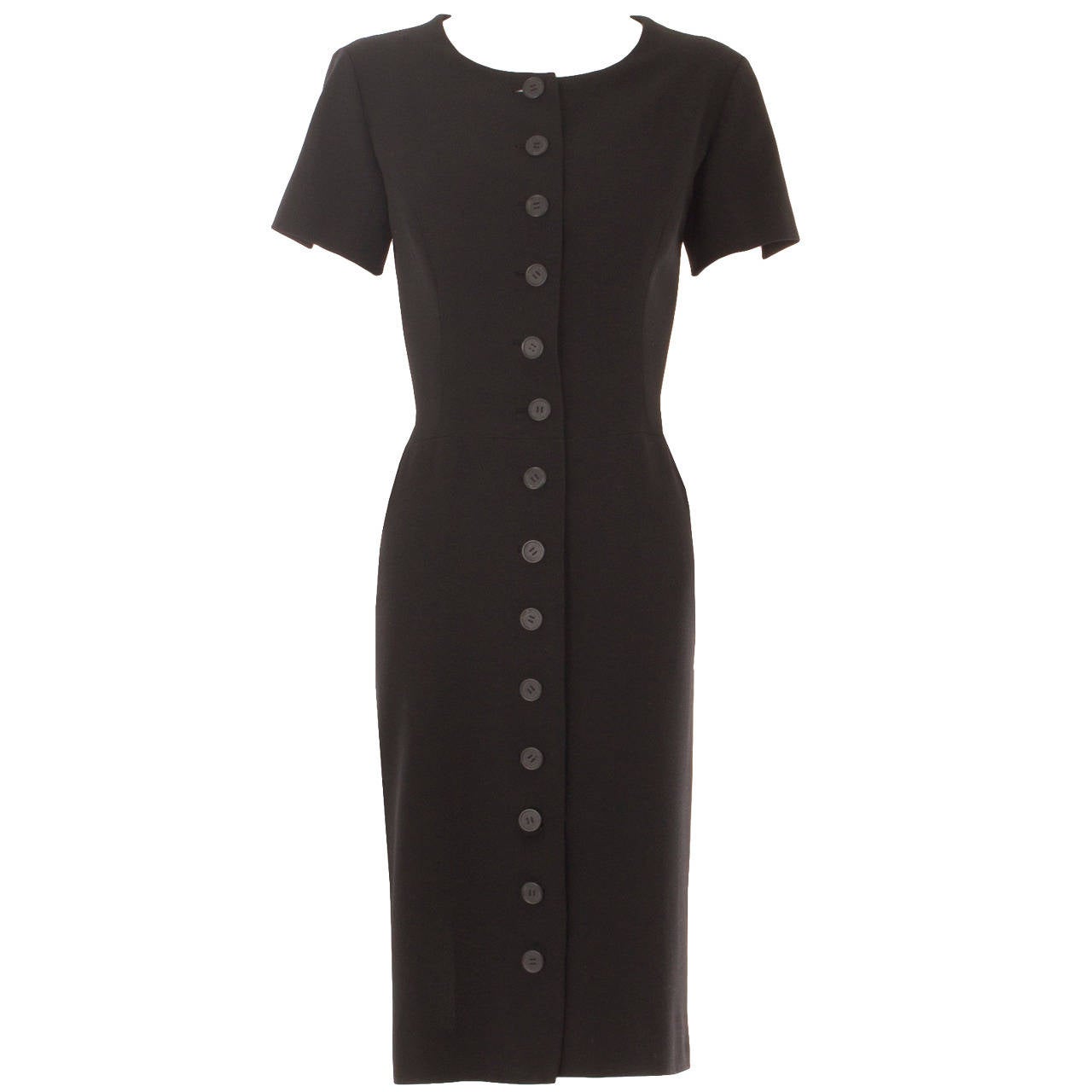 Balenciaga Haute Couture Black Wool Dress, Circa 1958 For Sale