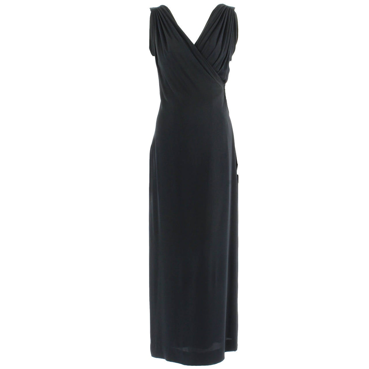 A Paquin Haute Couture Black Silk Dress, Circa 1960 For Sale