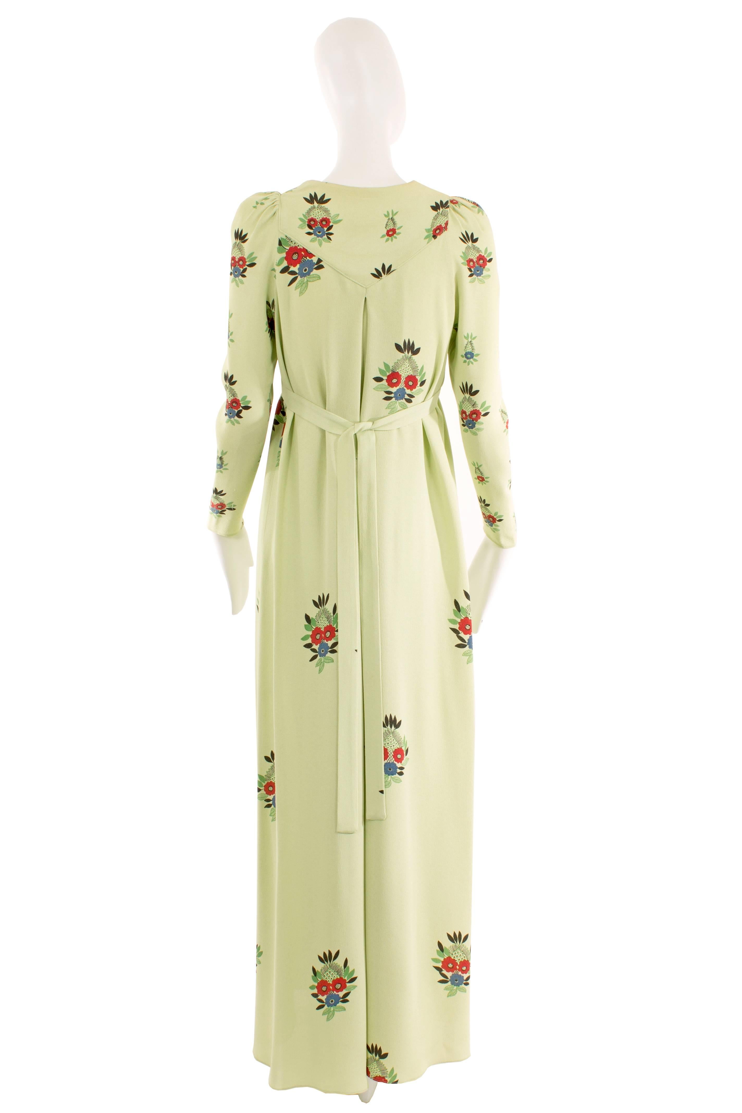 Ossie Clark green floral print maxi dress, circa 1973 In Excellent Condition For Sale In London, GB
