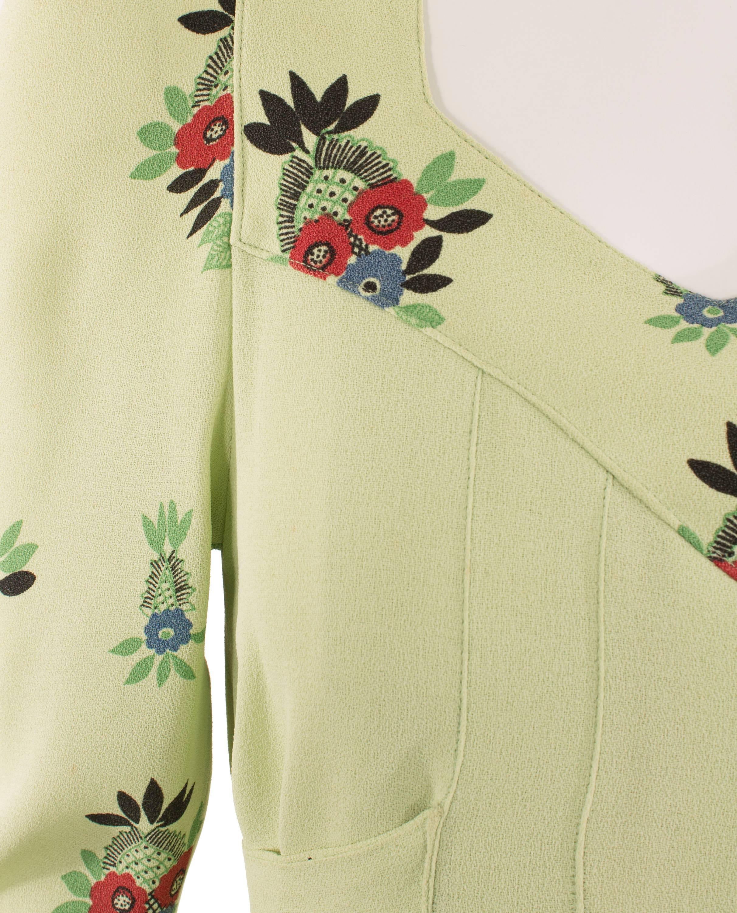 Women's Ossie Clark green floral print maxi dress, circa 1973 For Sale