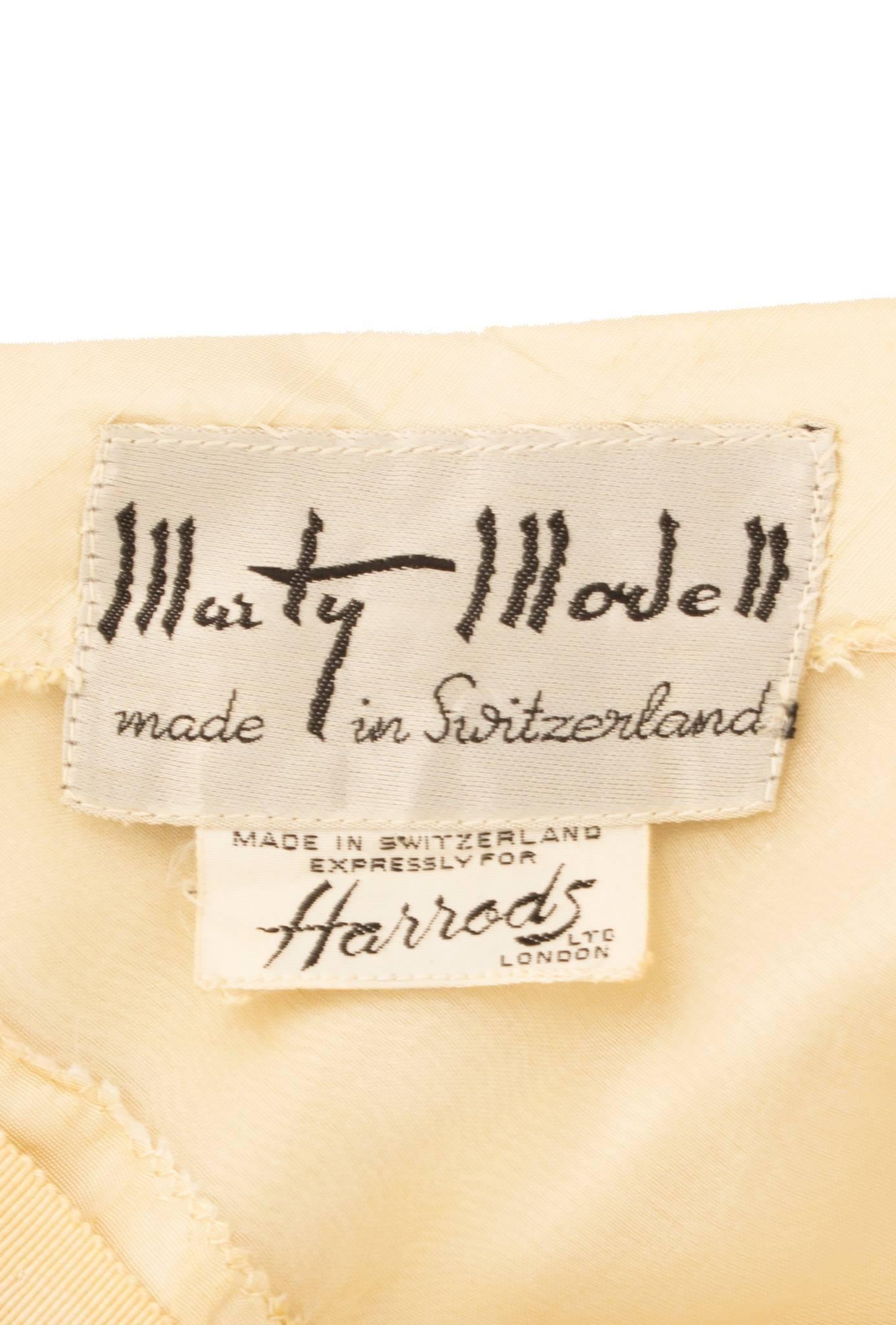 Abito in seta color avorio di Marty Modell, 1958 circa in vendita 1