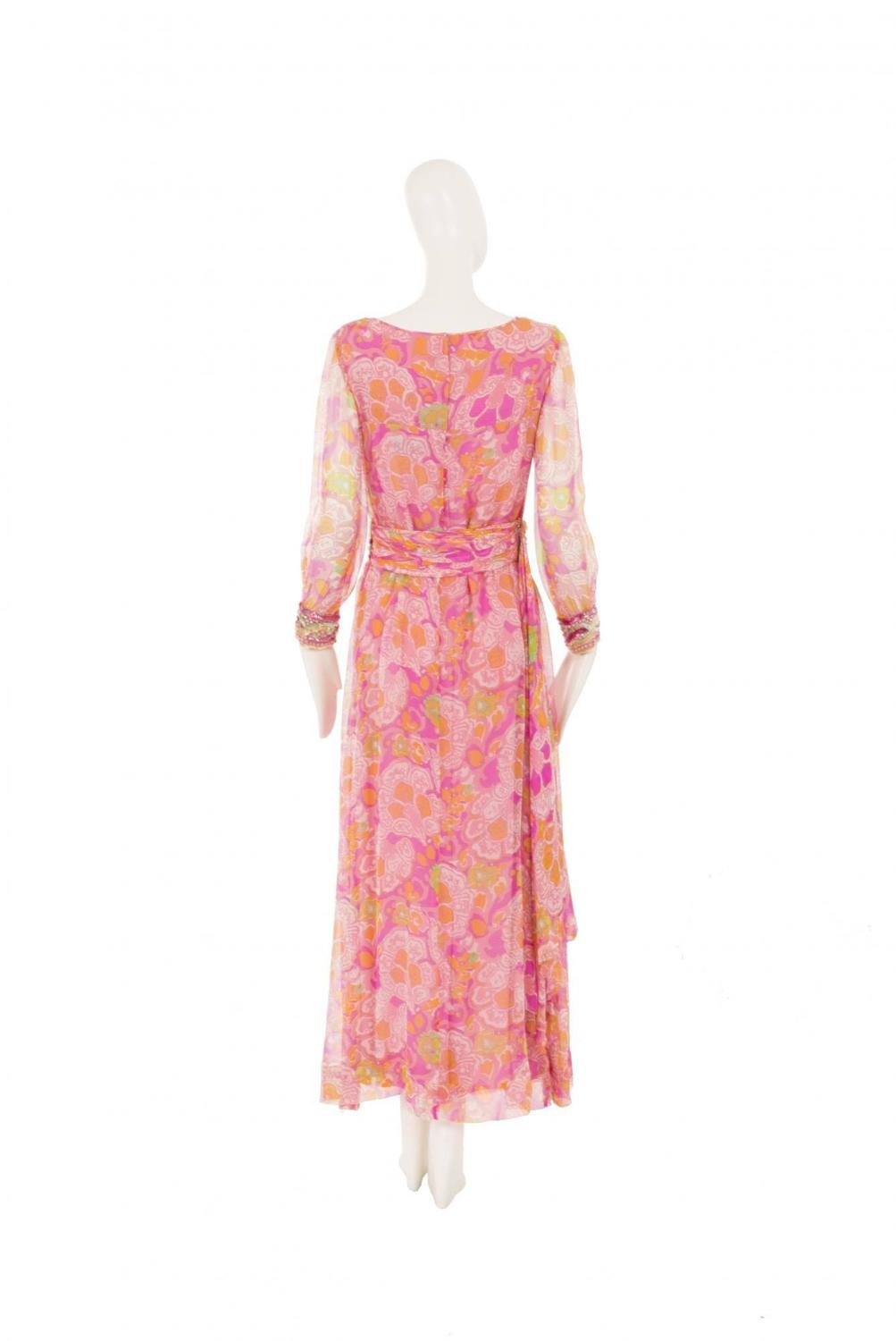 Hardy Amies couture pink dress, circa 1969 For Sale at 1stdibs