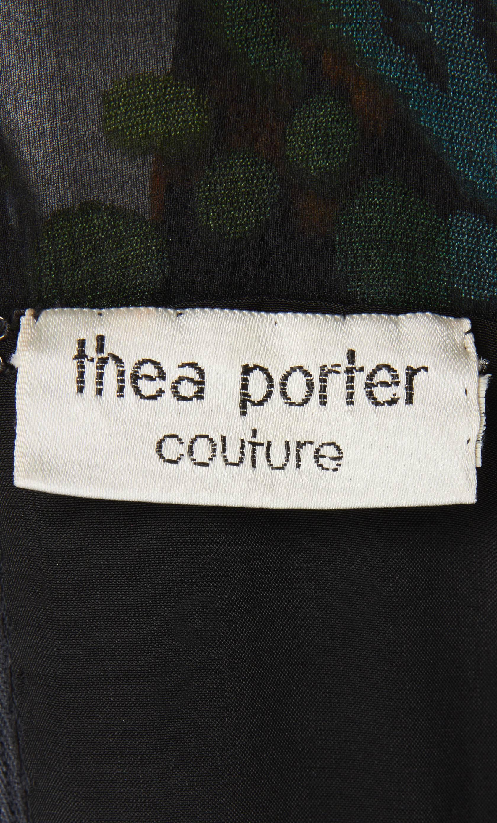 Women's Thea Porter couture black dress, circa 1975 For Sale