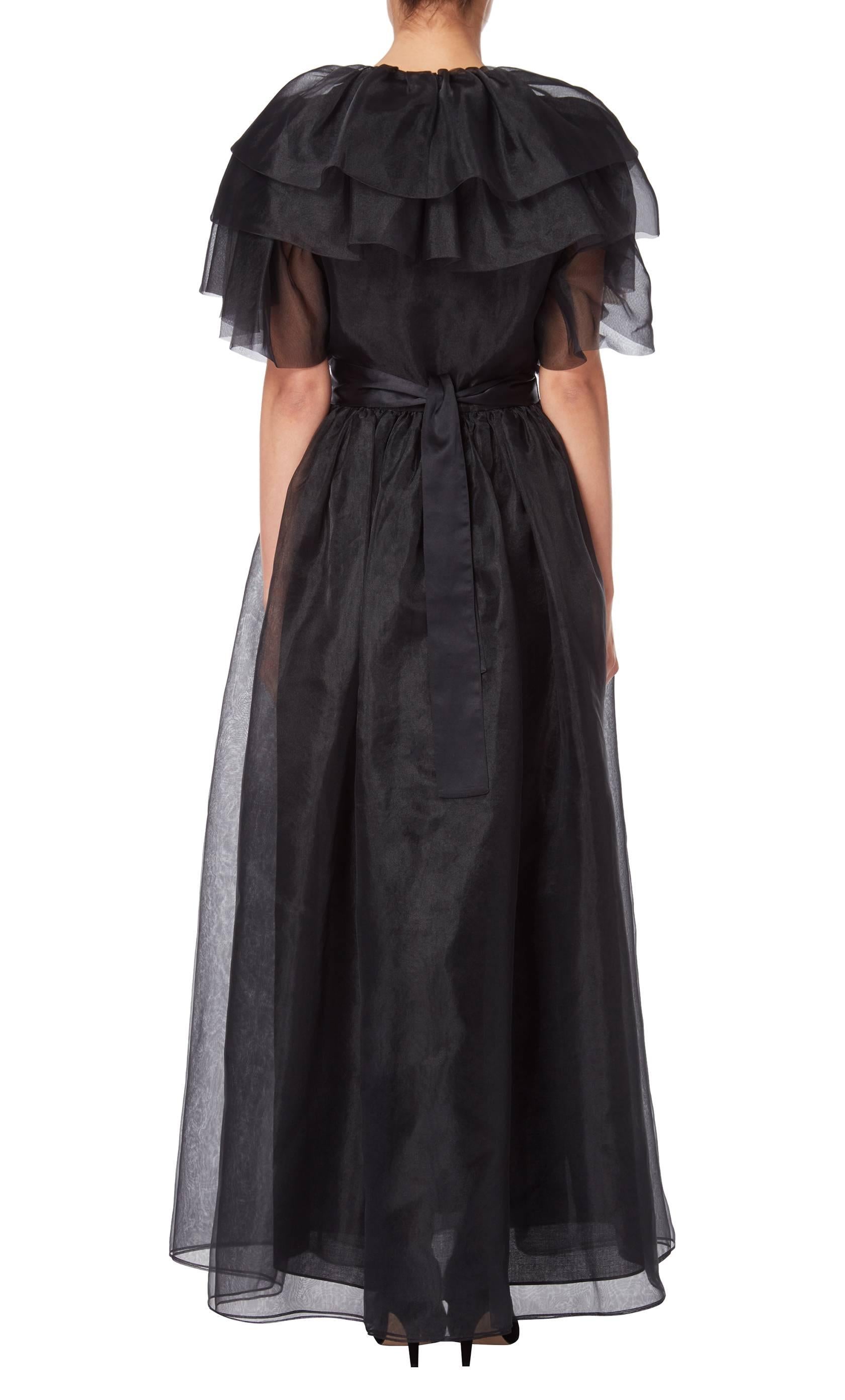Black Giorgio Beverly Hills black organza gown attributed to Halston 1979 For Sale