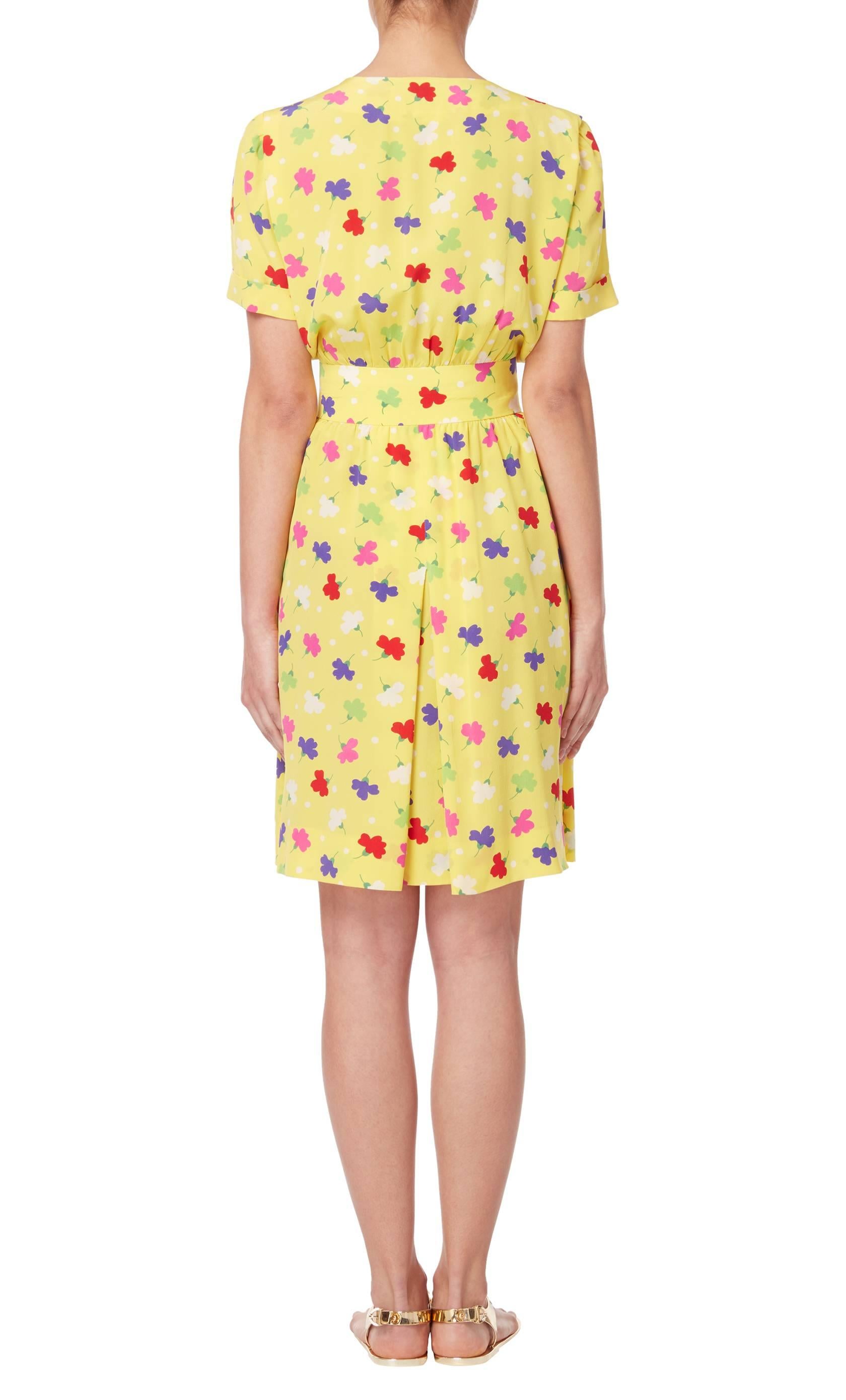 Yellow Givenchy, Haute Couture floral silk dress, circa 1988