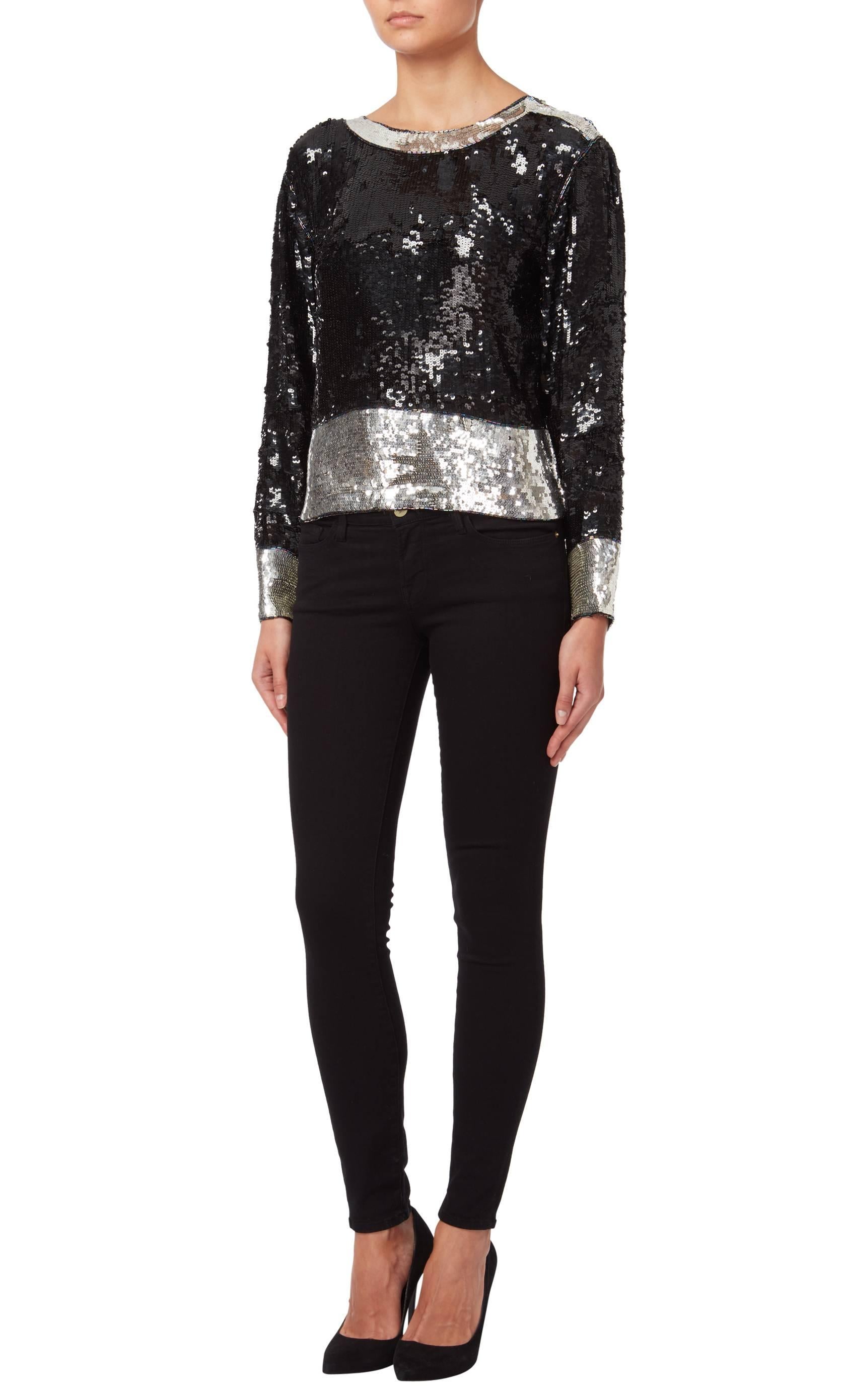Black Sequin top, circa 1971 For Sale