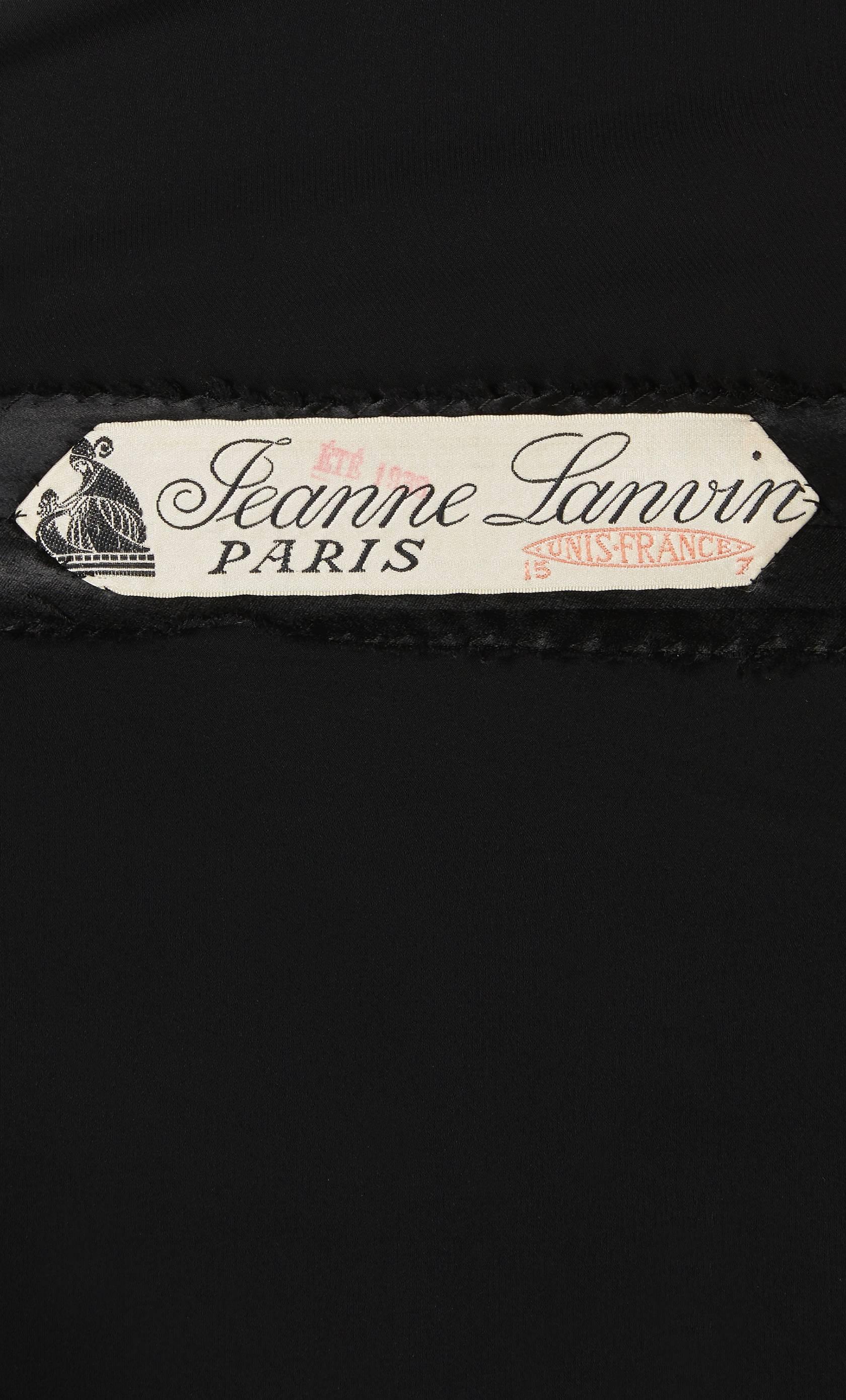 Women's Lanvin haute couture black dress, Spring/Summer 1938 For Sale