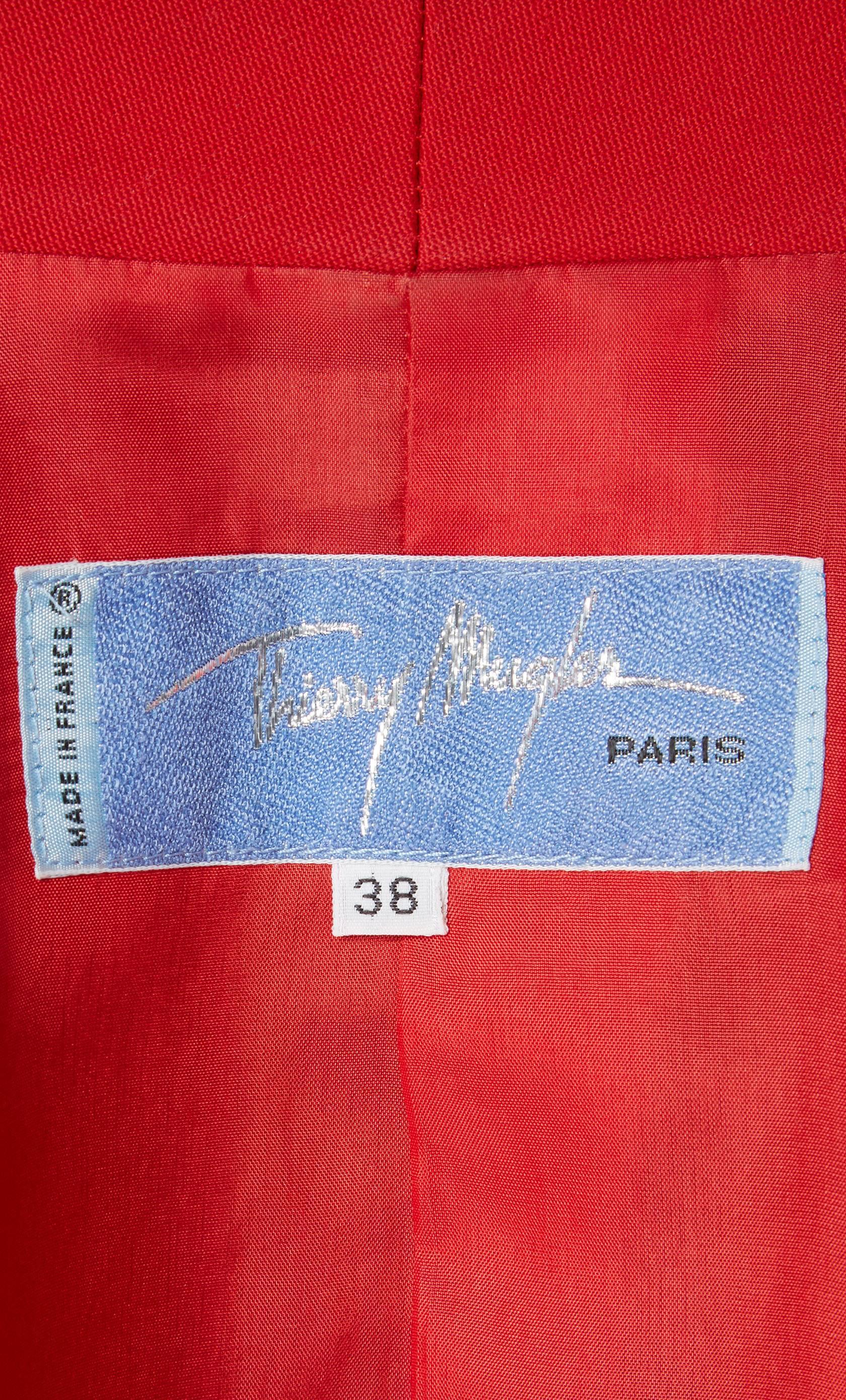 Women's Thierry Mugler, Red Skirt Suit, circa 1991 For Sale