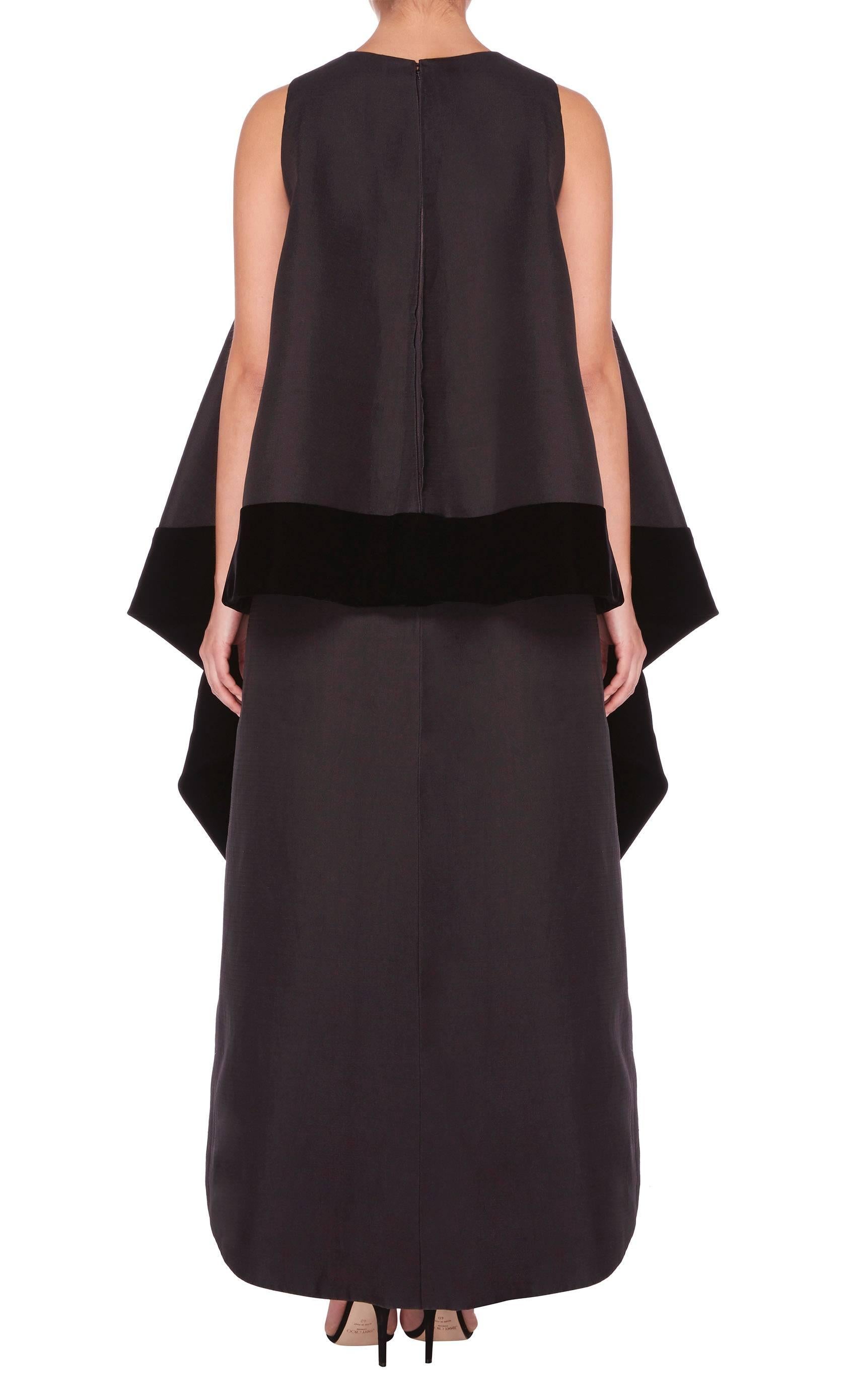 Black Pierre Balmain haute couture black gown, circa 1969 For Sale