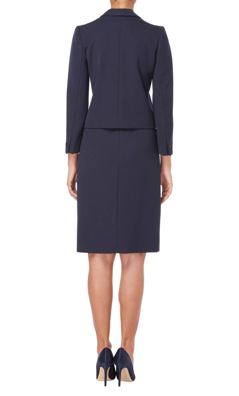 Dior haute couture navy skirt suit, Spring/Summer 1984 For Sale at 1stDibs