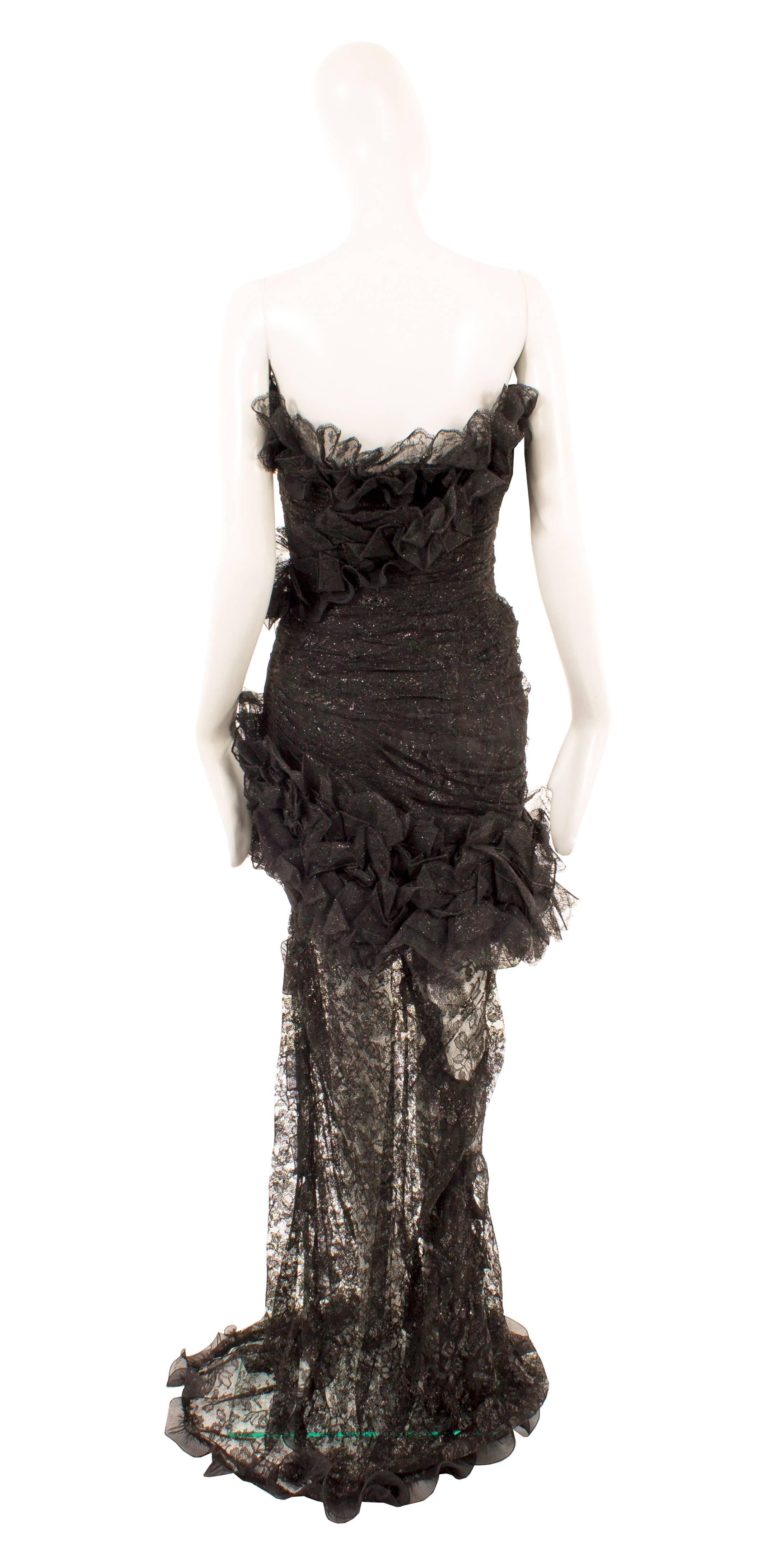 Black Emanuel Ungaro haute couture black strapless gown, circa 1997 For Sale